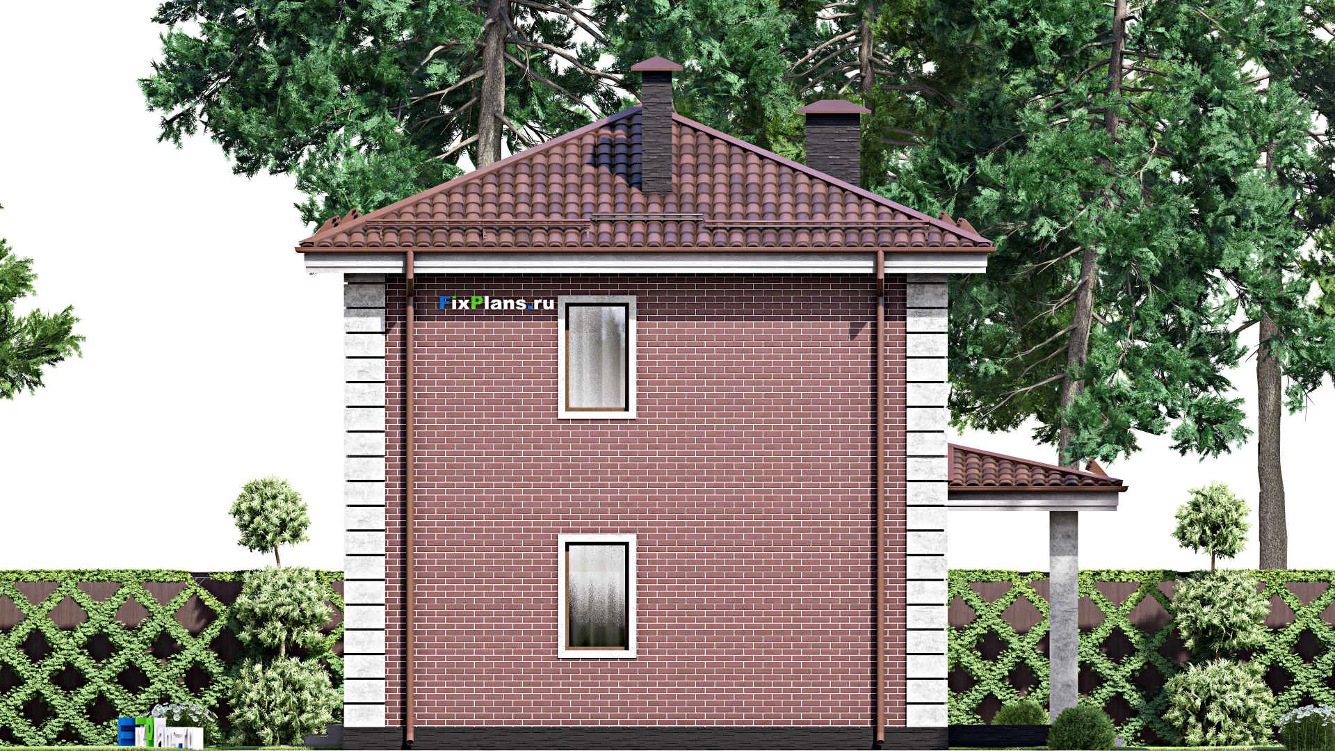 F-13238 - Проект двухэтажного дома 10 на 16, площадью 200 м² с террасой, балконом и 4 спальнями