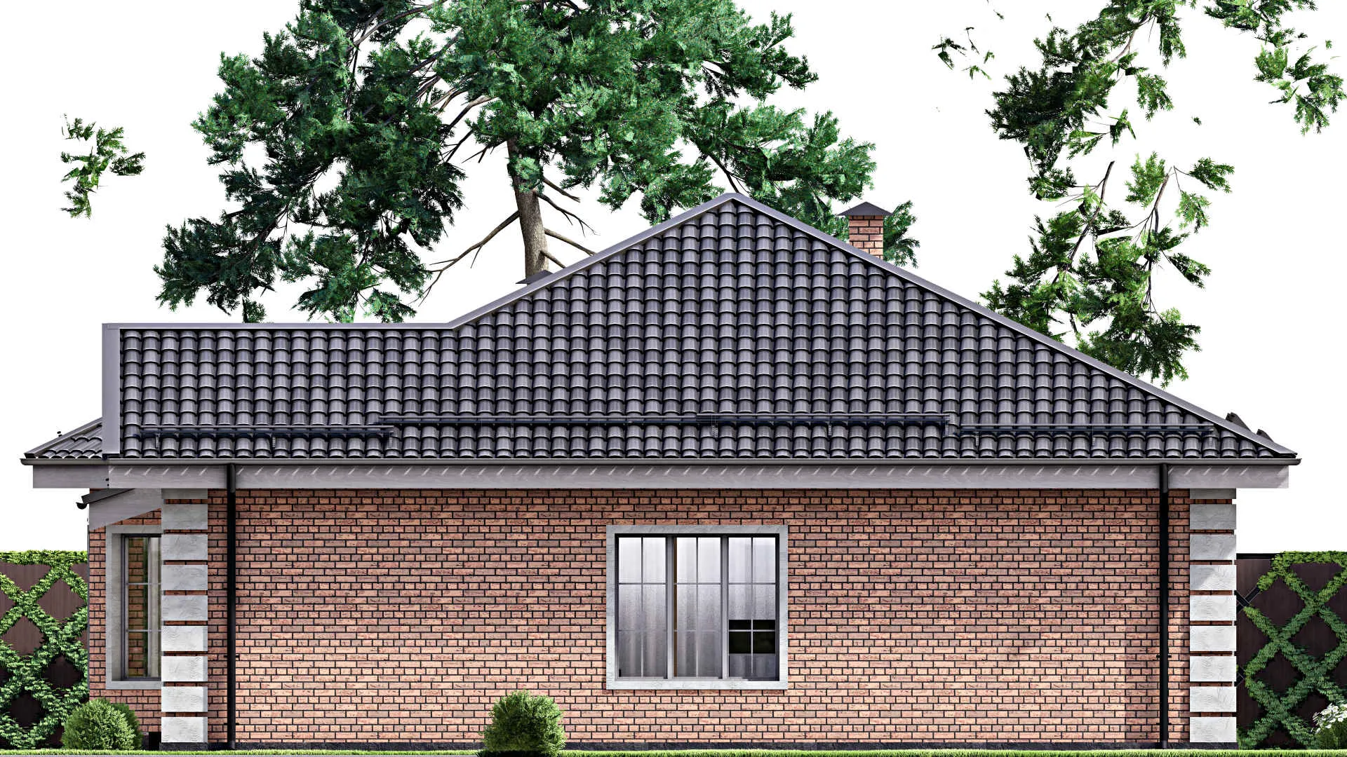 F-12896 - План одноэтажного дома 12 на 14, площадью 120 м² с 3 спальнями