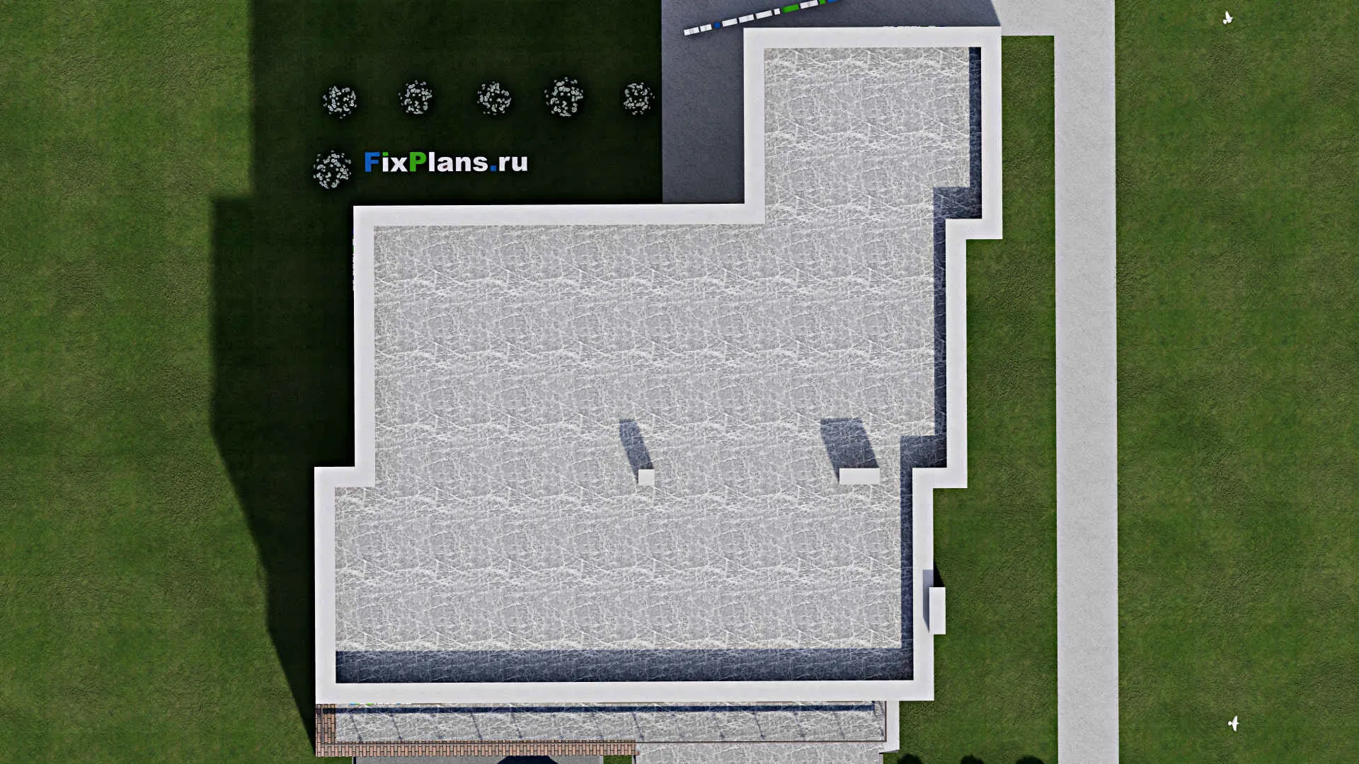 F-10808 - Проект двухэтажного дома 18 на 18, площадью 330 м² с террасой, балконом, гаражом на 2 машины и 3 спальнями