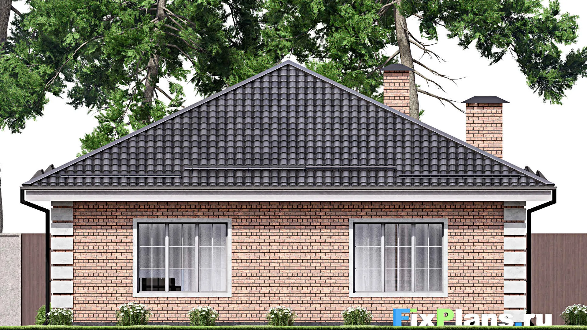 F-12896 - План одноэтажного дома 12 на 14, площадью 120 м² с 3 спальнями