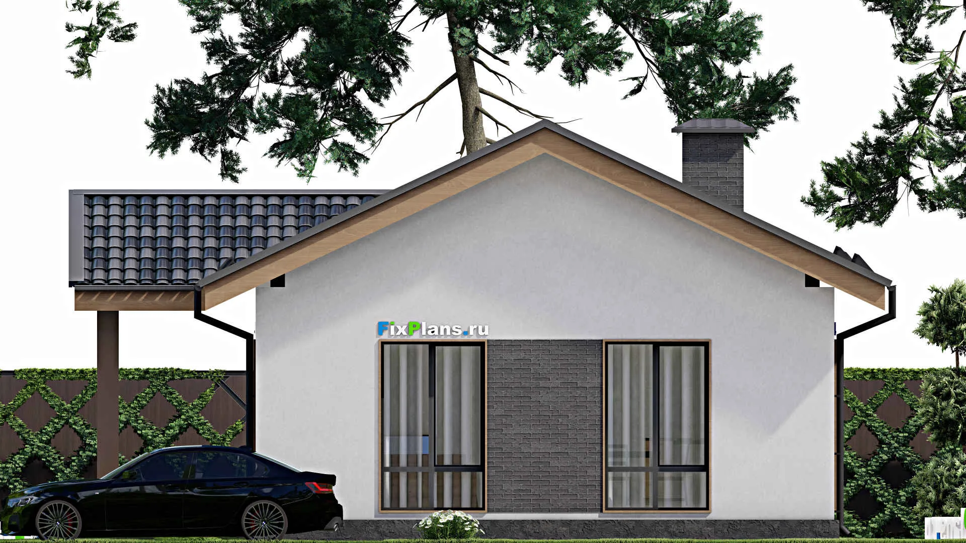 F-9458 - Проект одноэтажного дома 11 на 12, площадью 80 м² с 2 спальнями