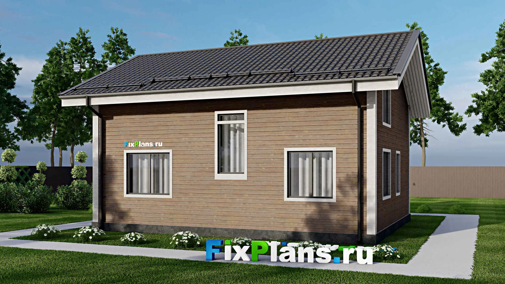 F-4877 - Проект дома с мансардой 8 на 10, площадью 130 м² с террасой и 4 спальнями