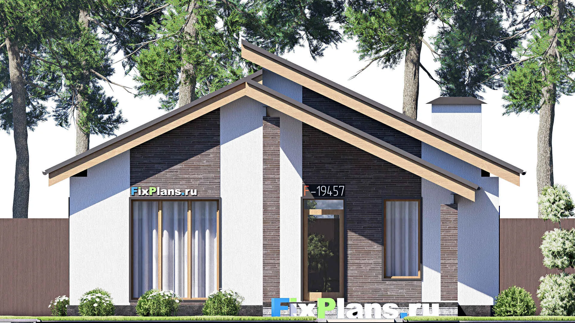 F-19457 - Проект одноэтажного дома 11 на 18, площадью 140 м² с террасой и 2 спальнями