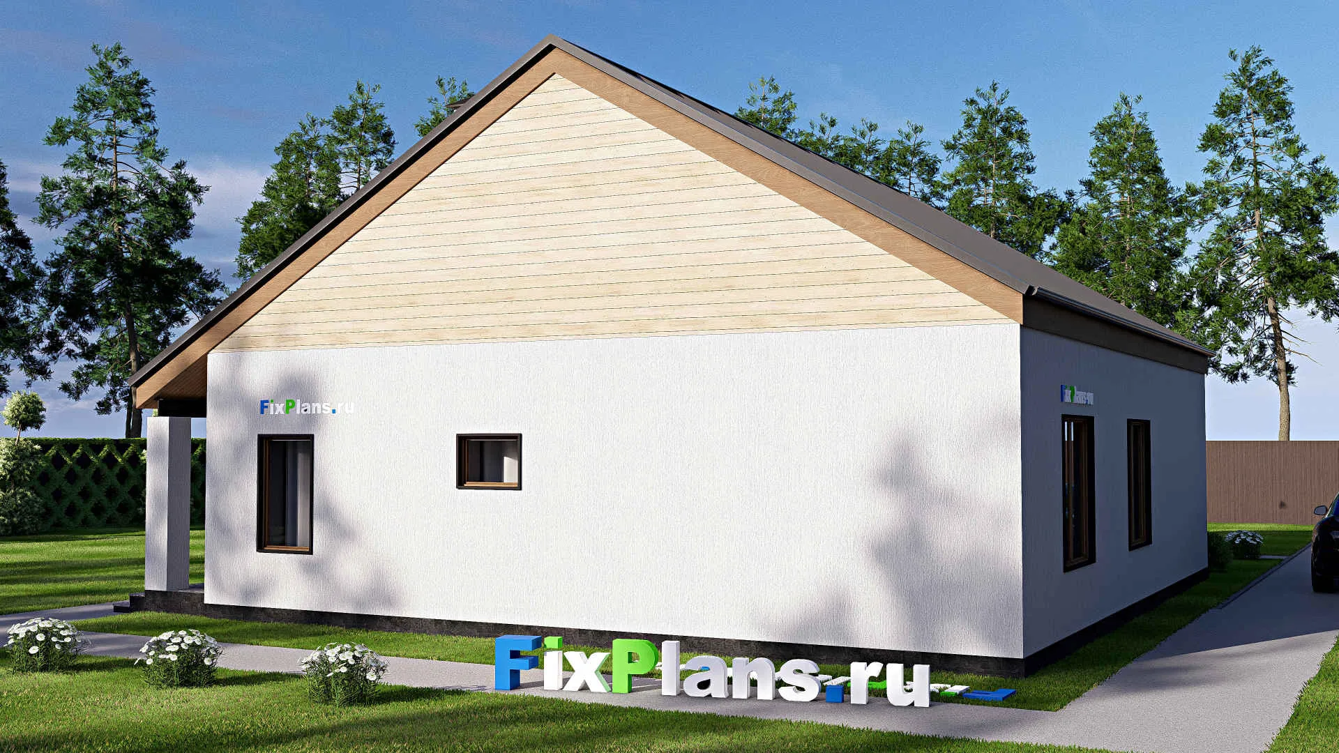 F-18548 - План одноэтажного дома 12 на 13, площадью 110 м² с террасой и 3 спальнями