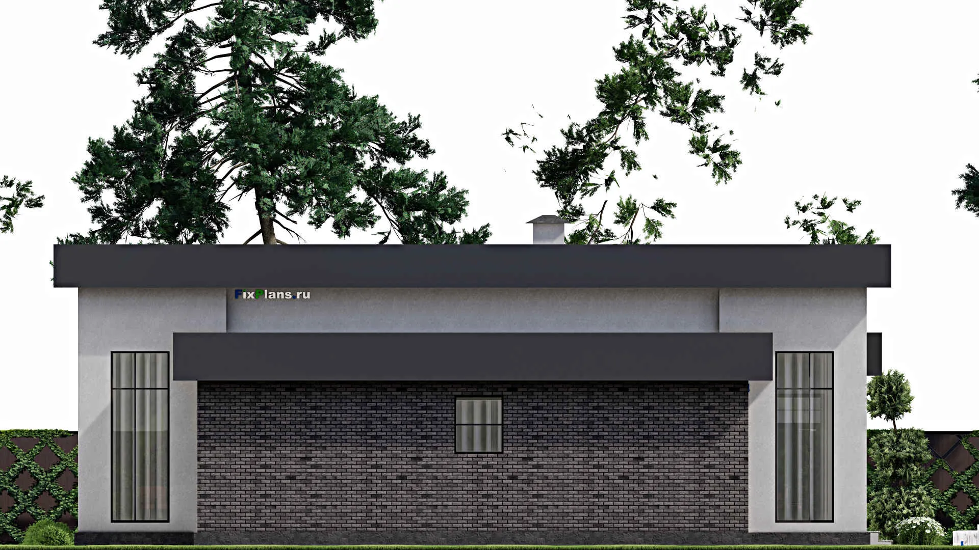 F-10997 - План одноэтажного дома 17 на 21, площадью 240 м² с террасой и 3 спальнями