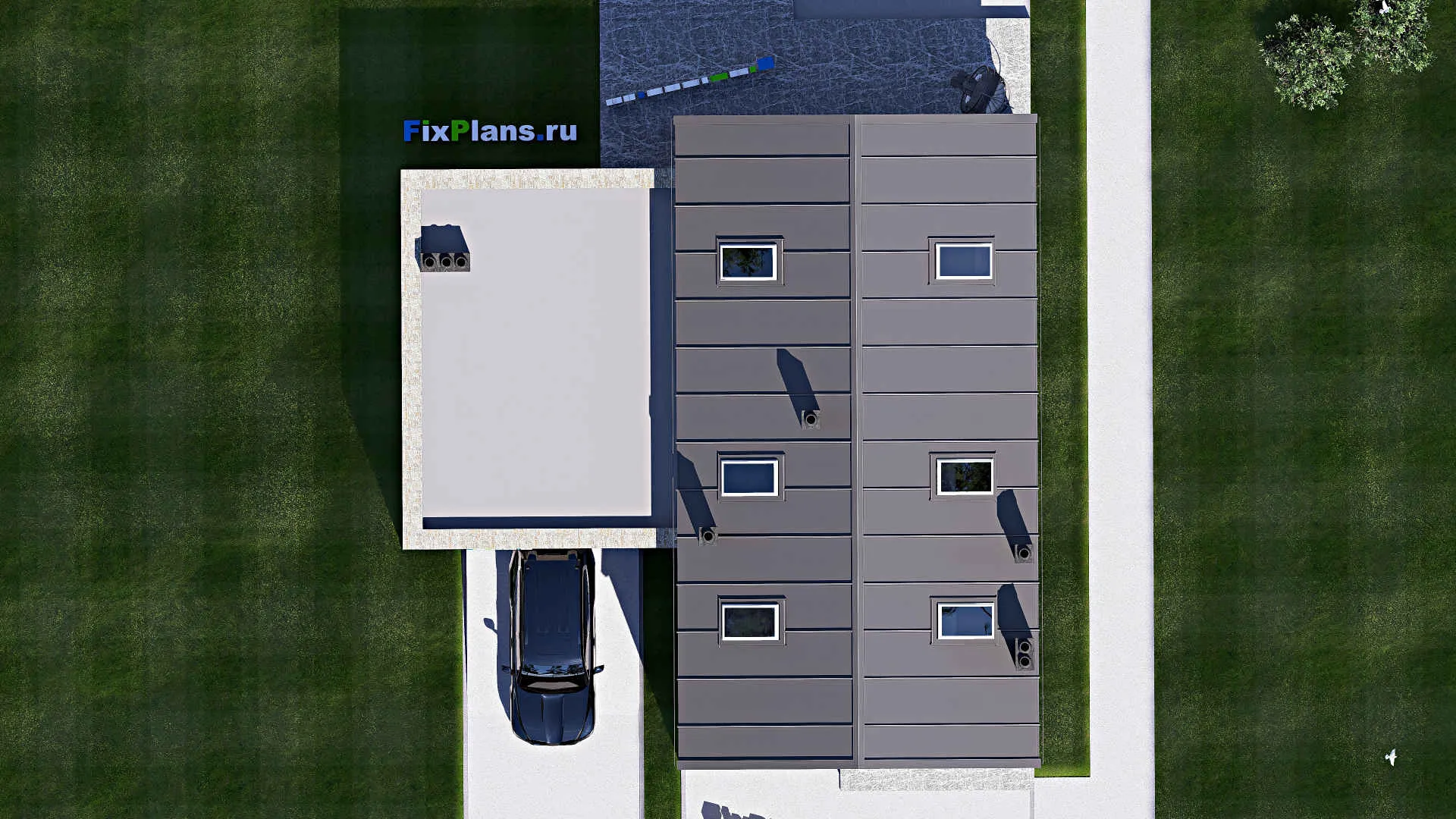 F-16568 - Планы дома с мансардой 15 на 18, площадью 270 м² с террасой, балконом, гаражом на 2 машины и 3 спальнями