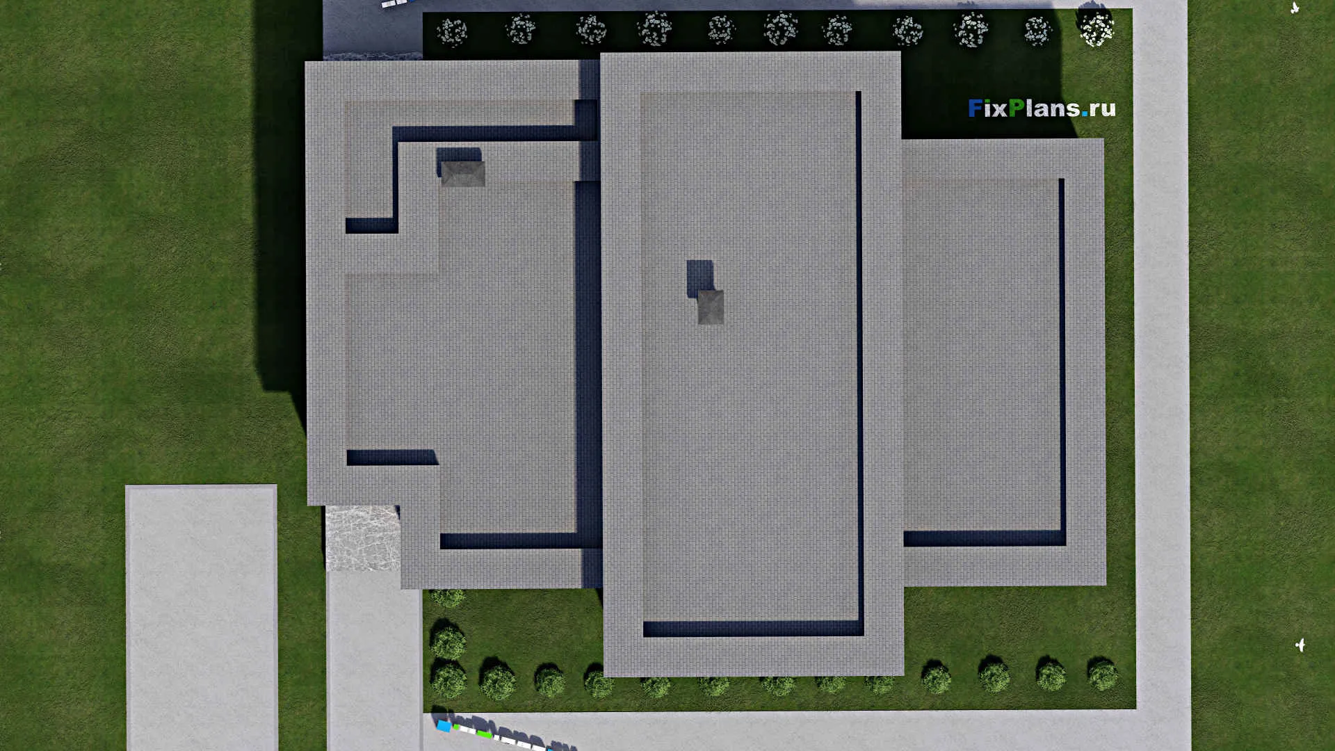 F-10997 - План одноэтажного дома 17 на 21, площадью 240 м² с террасой и 3 спальнями