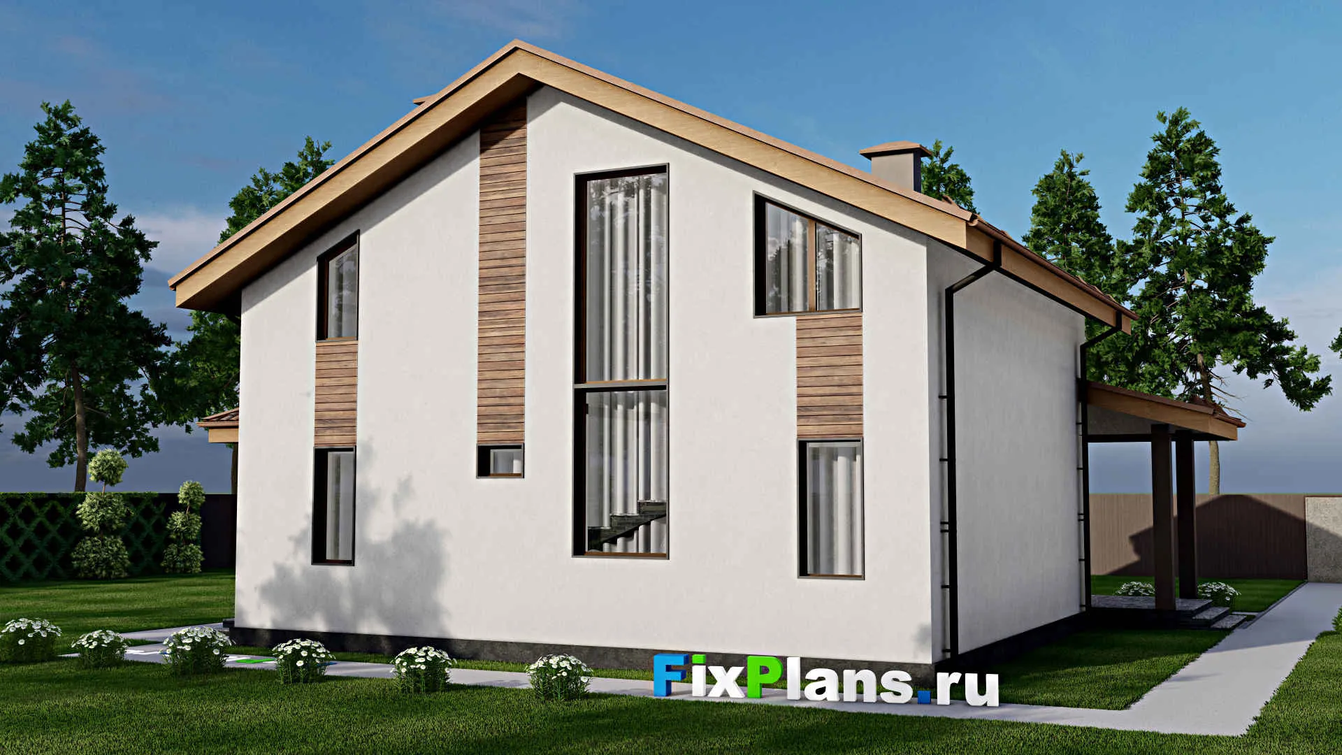 F-9107 - Проект дома с мансардой 13 на 15, площадью 190 м² с террасой и 4 спальнями