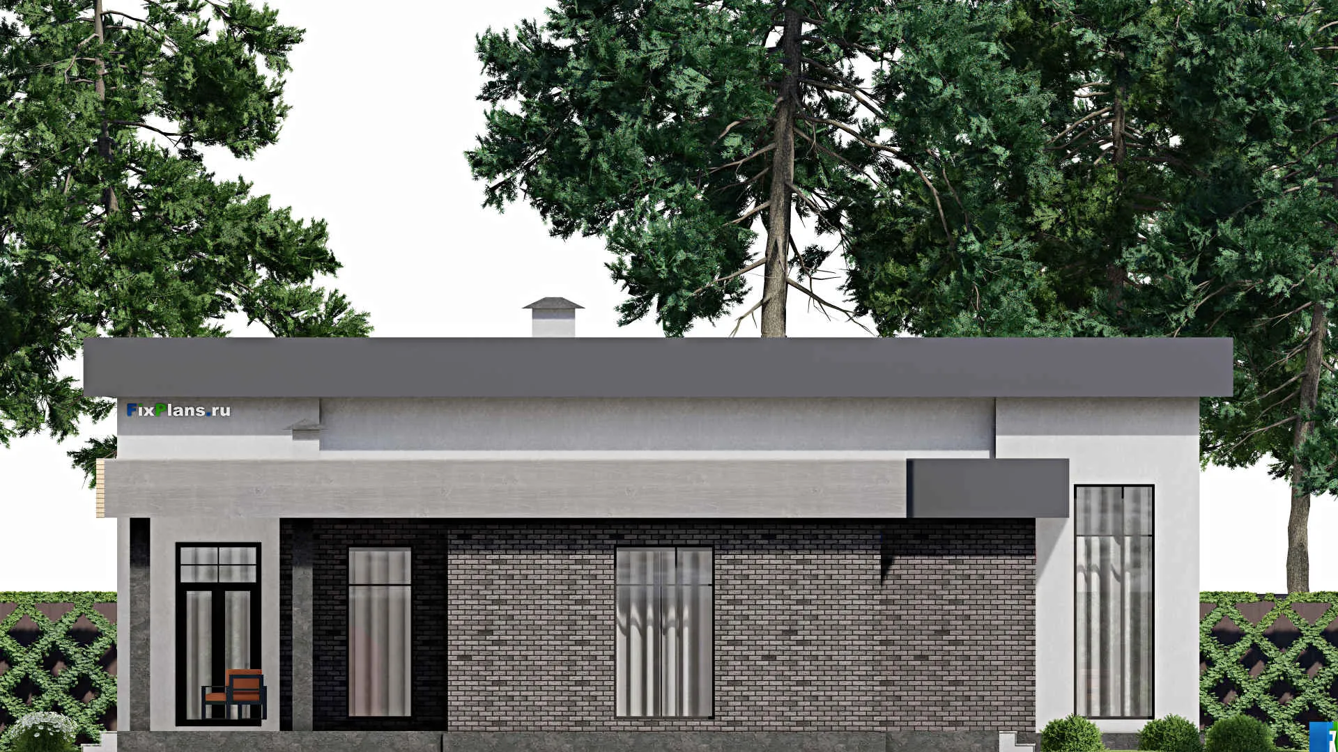 F-10997 - План одноэтажного дома 17 на 21, площадью 240 м² с террасой и 3 спальнями