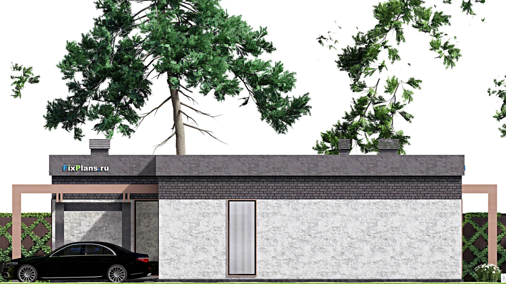 F-13121 - План одноэтажного дома 17 на 17, площадью 140 м² с 3 спальнями