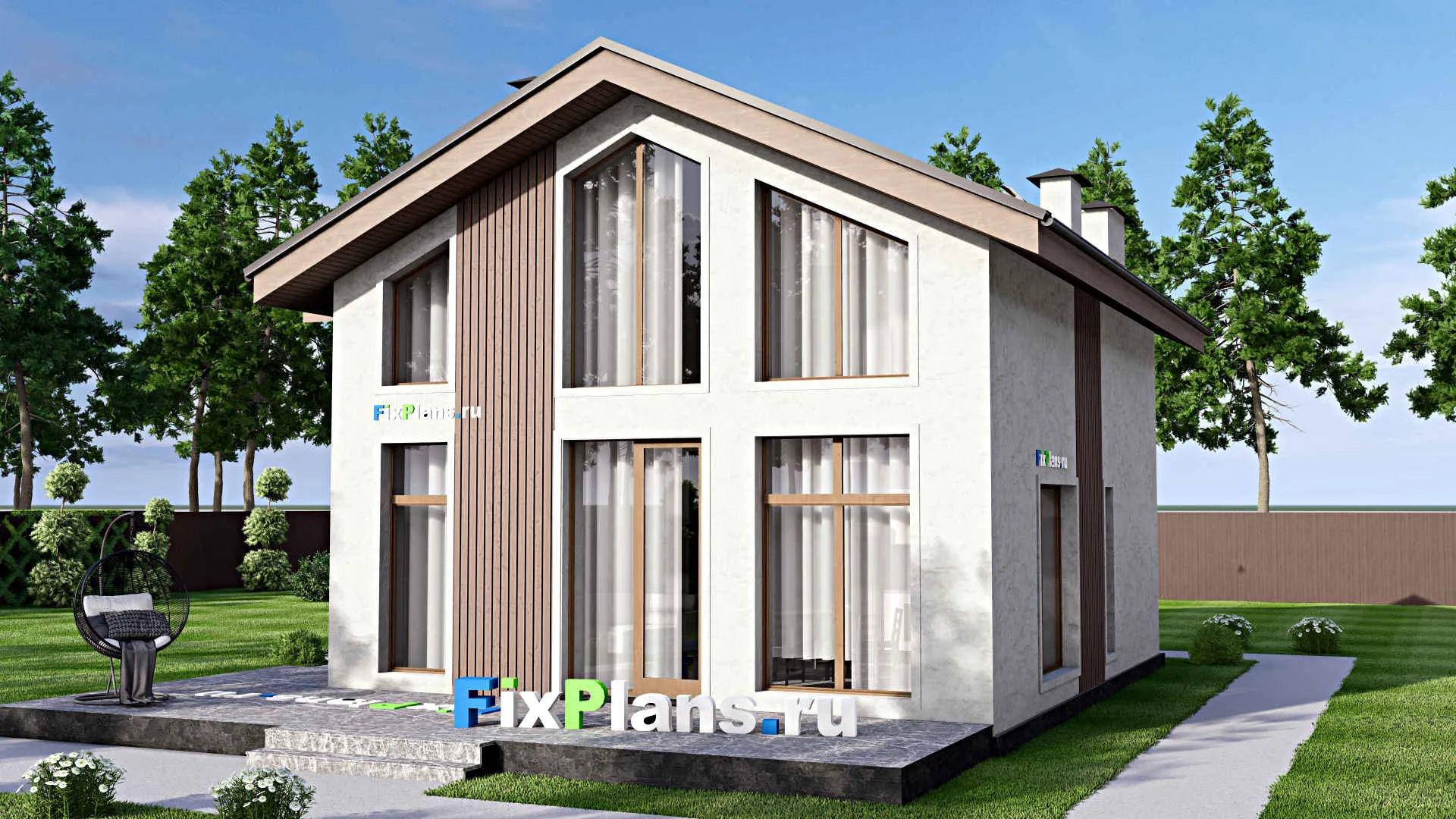 F-12662 - Проект дома с мансардой 11 на 15, площадью 140 м² с террасой и 3 спальнями