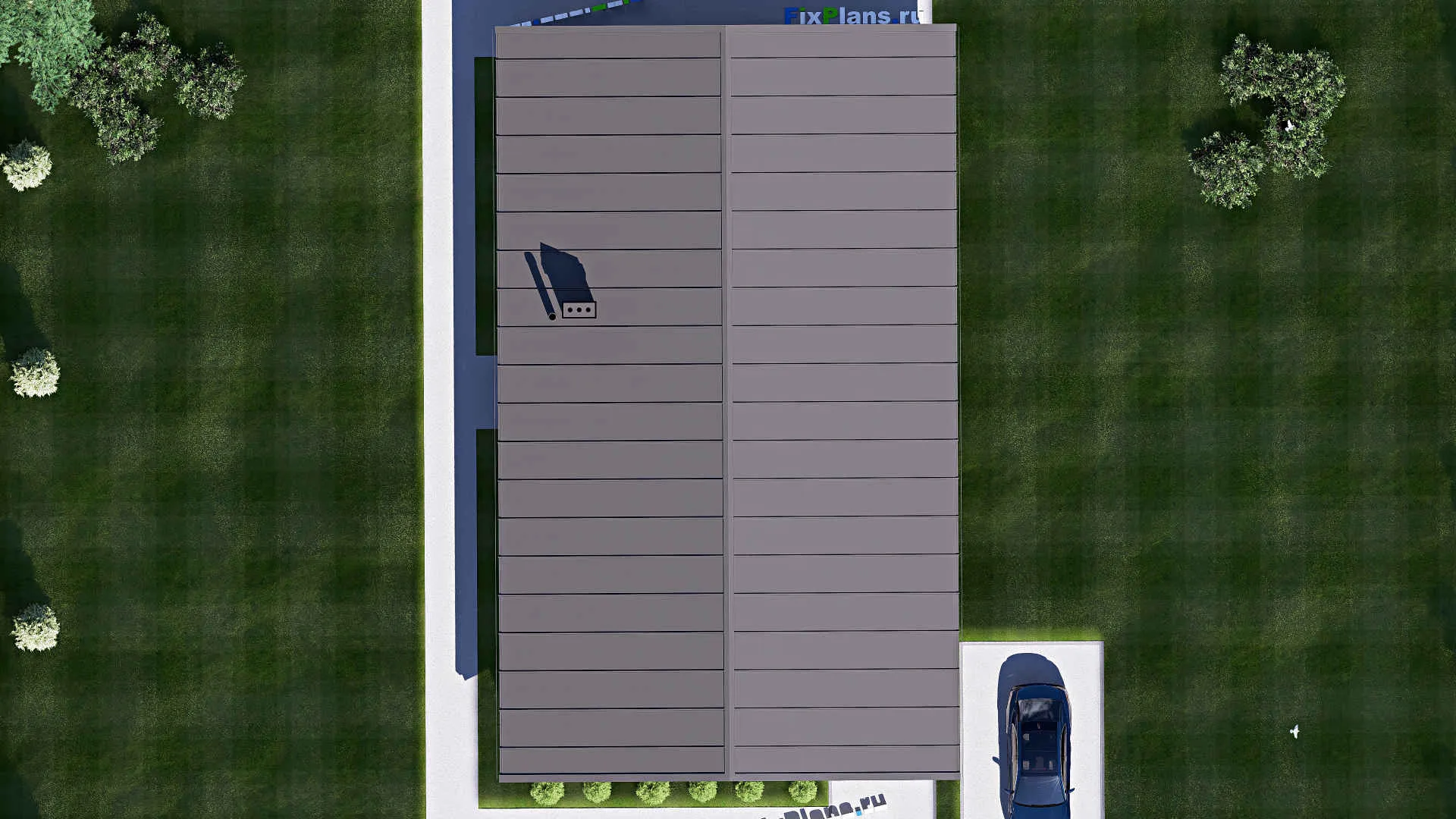 F-19232 - Проект одноэтажного дома 12 на 21, площадью 200 м² с террасой и 4 спальнями