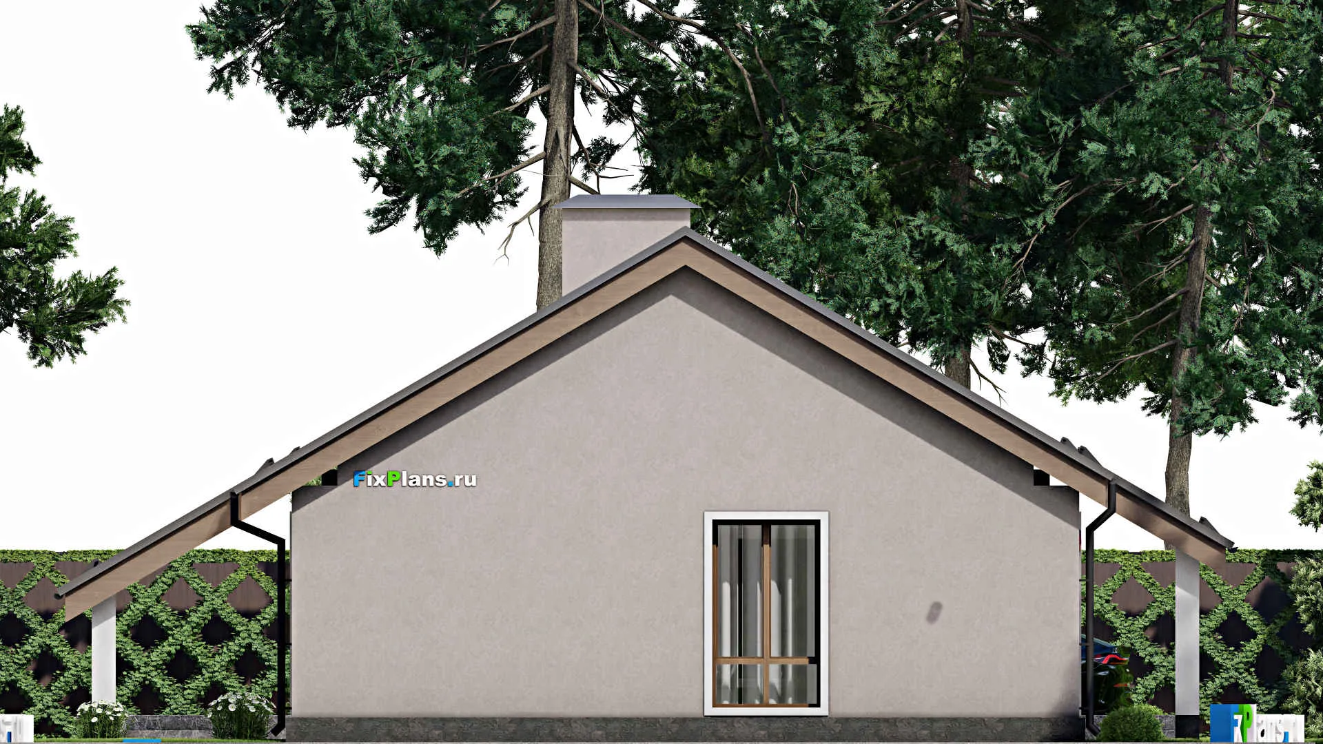 F-10016 - Проект одноэтажного дома 14 на 15, площадью 130 м² с террасой и 3 спальнями