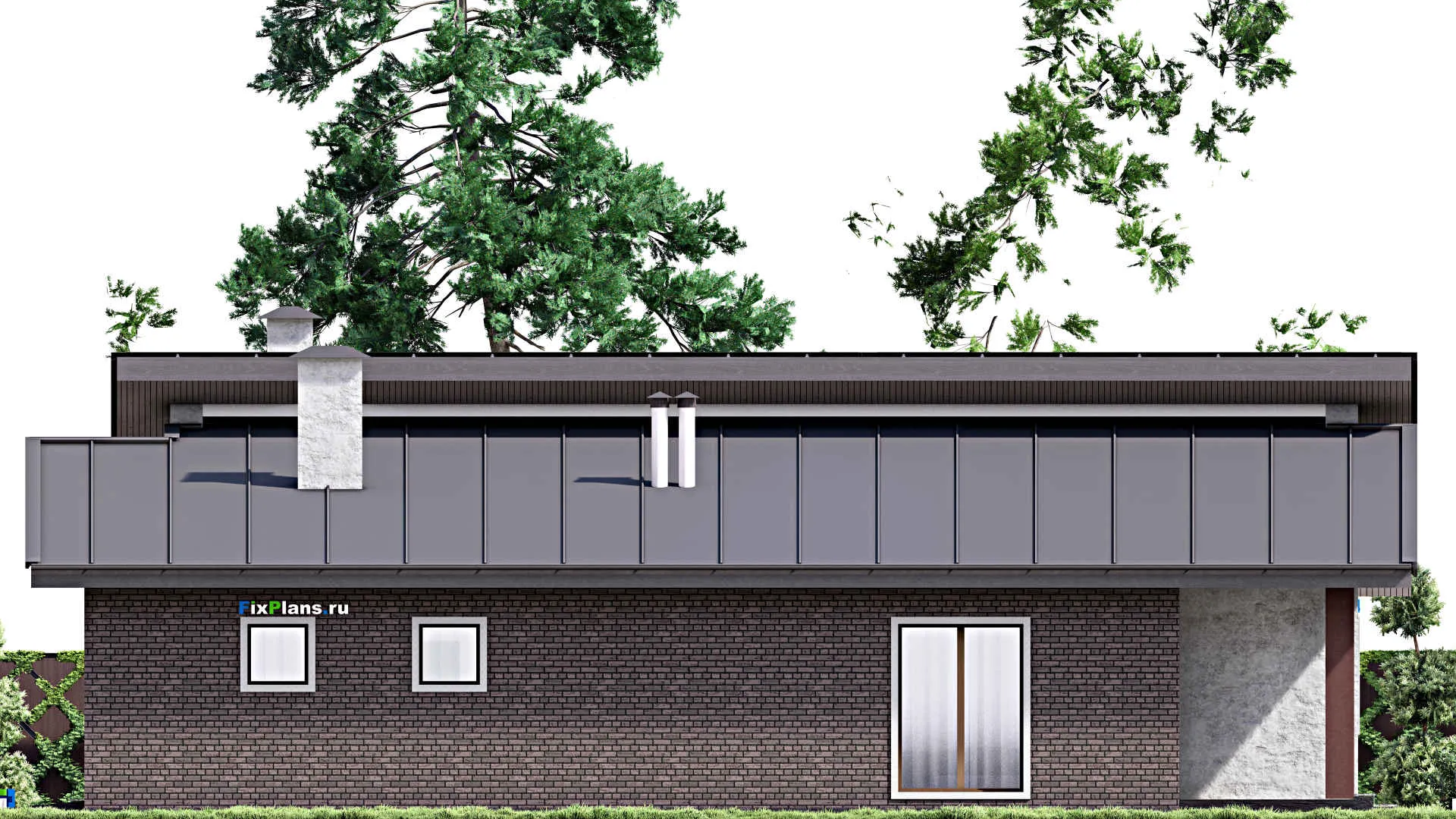F-13283 - План одноэтажного дома 15 на 18, площадью 220 м² с террасой, гаражом на 1 машину и 3 спальнями
