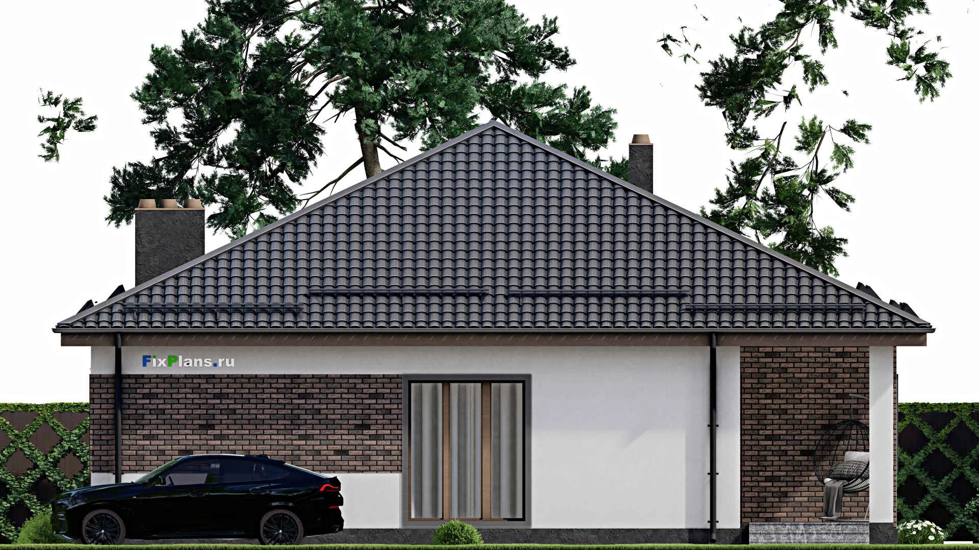 F-3518 - План одноэтажного дома 14 на 15, площадью 160 м² с террасой и 3 спальнями