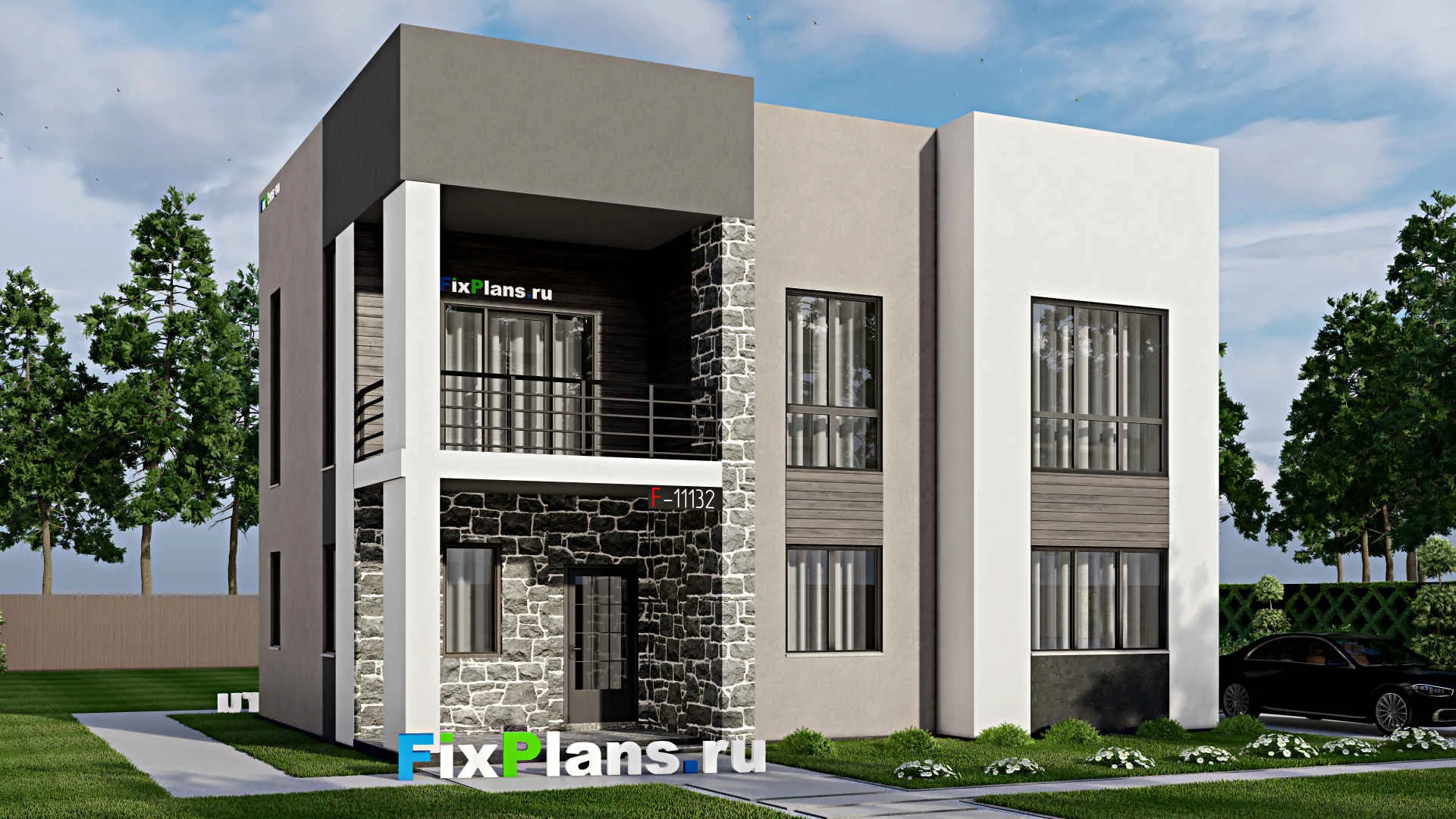 F-11132 - Проект двухэтажного дома 10 на 13, площадью 160 м² с балконом и 4 спальнями