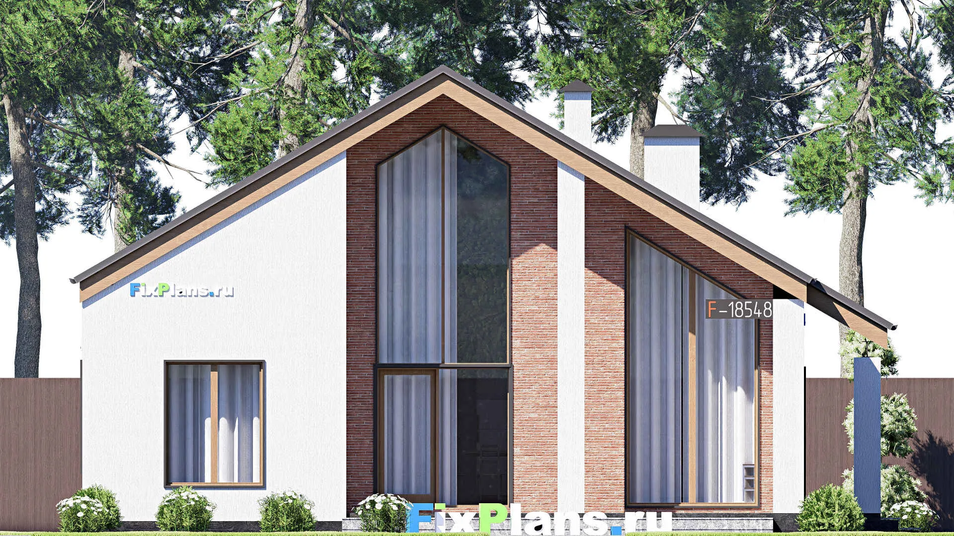 F-18548 - План одноэтажного дома 12 на 13, площадью 110 м² с террасой и 3 спальнями