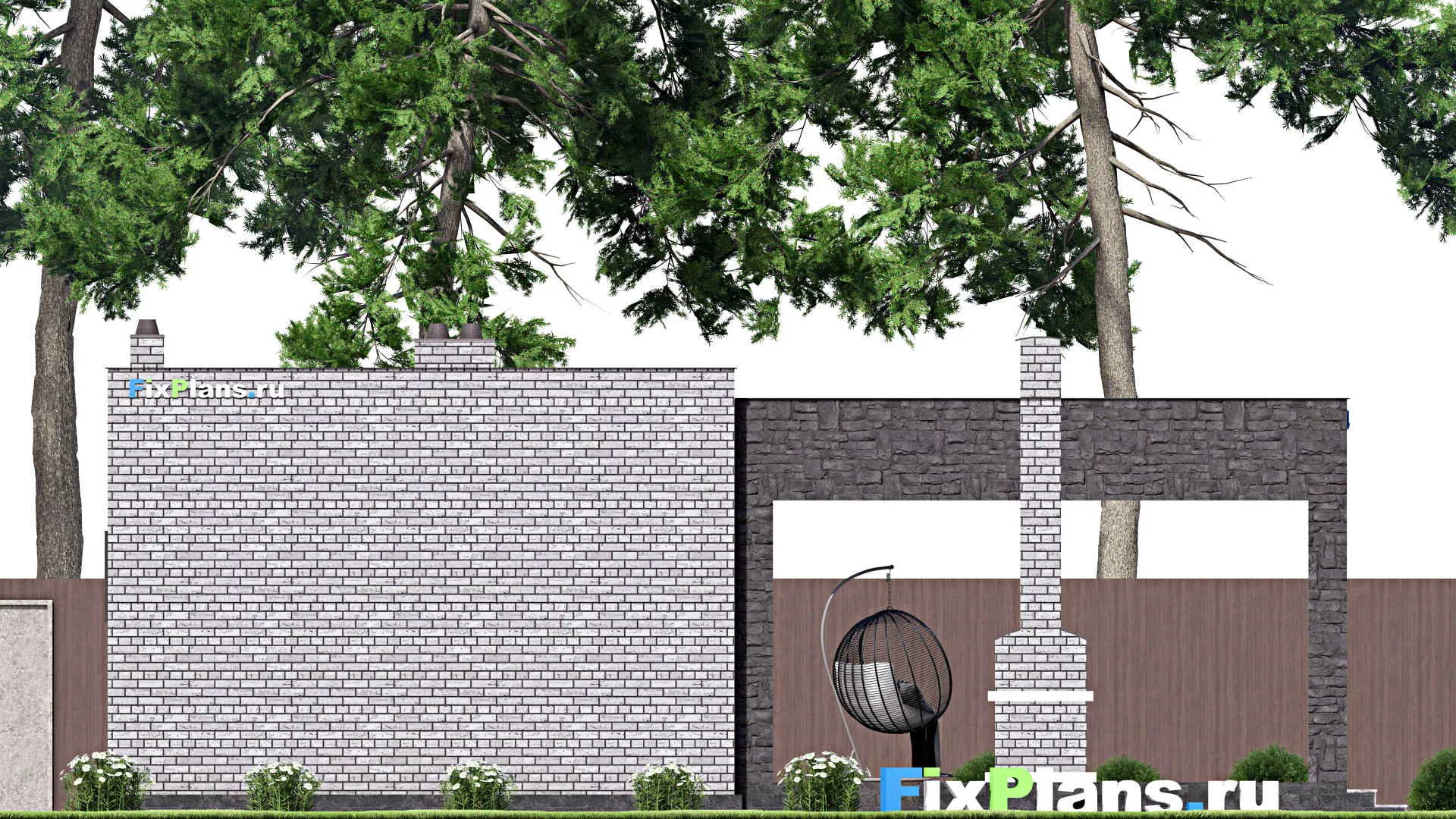 F-15146 - Проект бани 8 на 13, площадью 80 м² с комнатой отдыха, терассой и санузлом