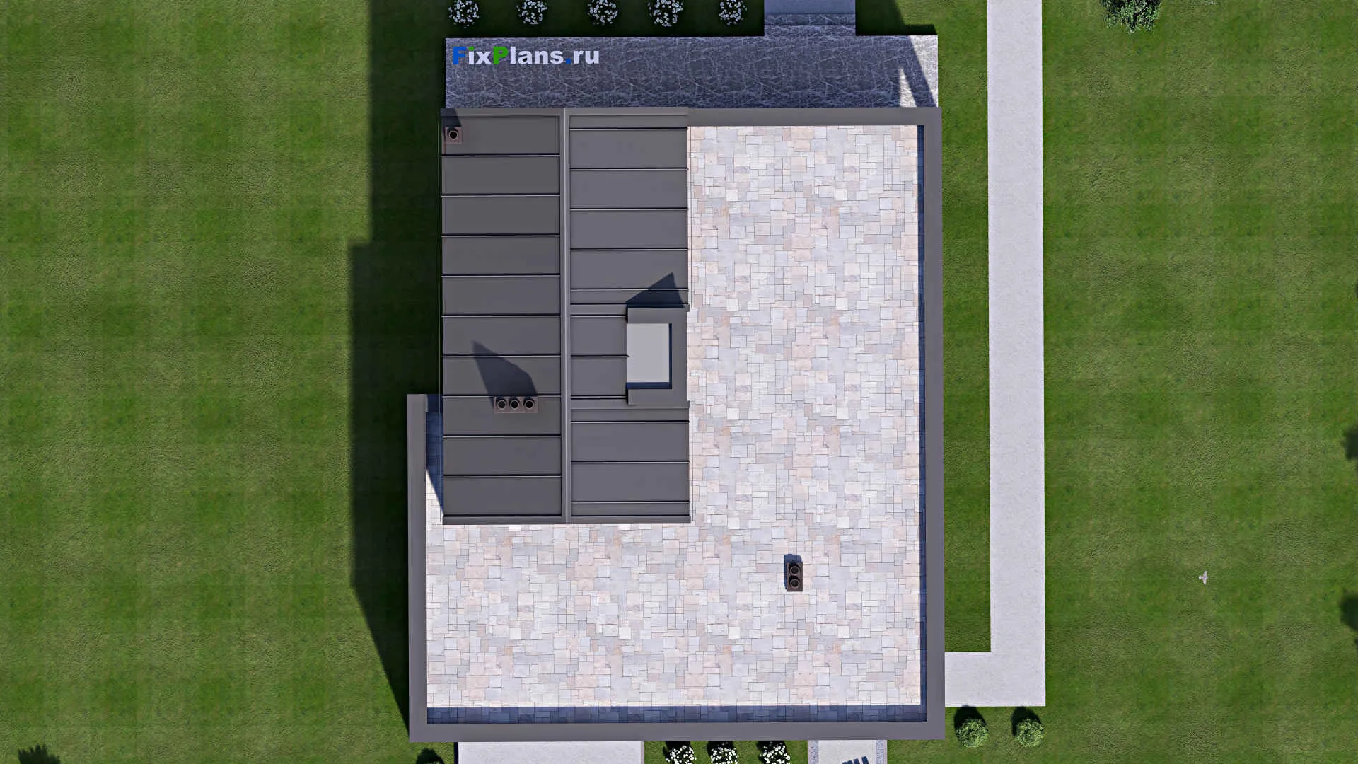 F-16109 - Проект дома с мансардой 15 на 20, площадью 420 м² с террасой, балконом, гаражом на 2 машины и 3 спальнями