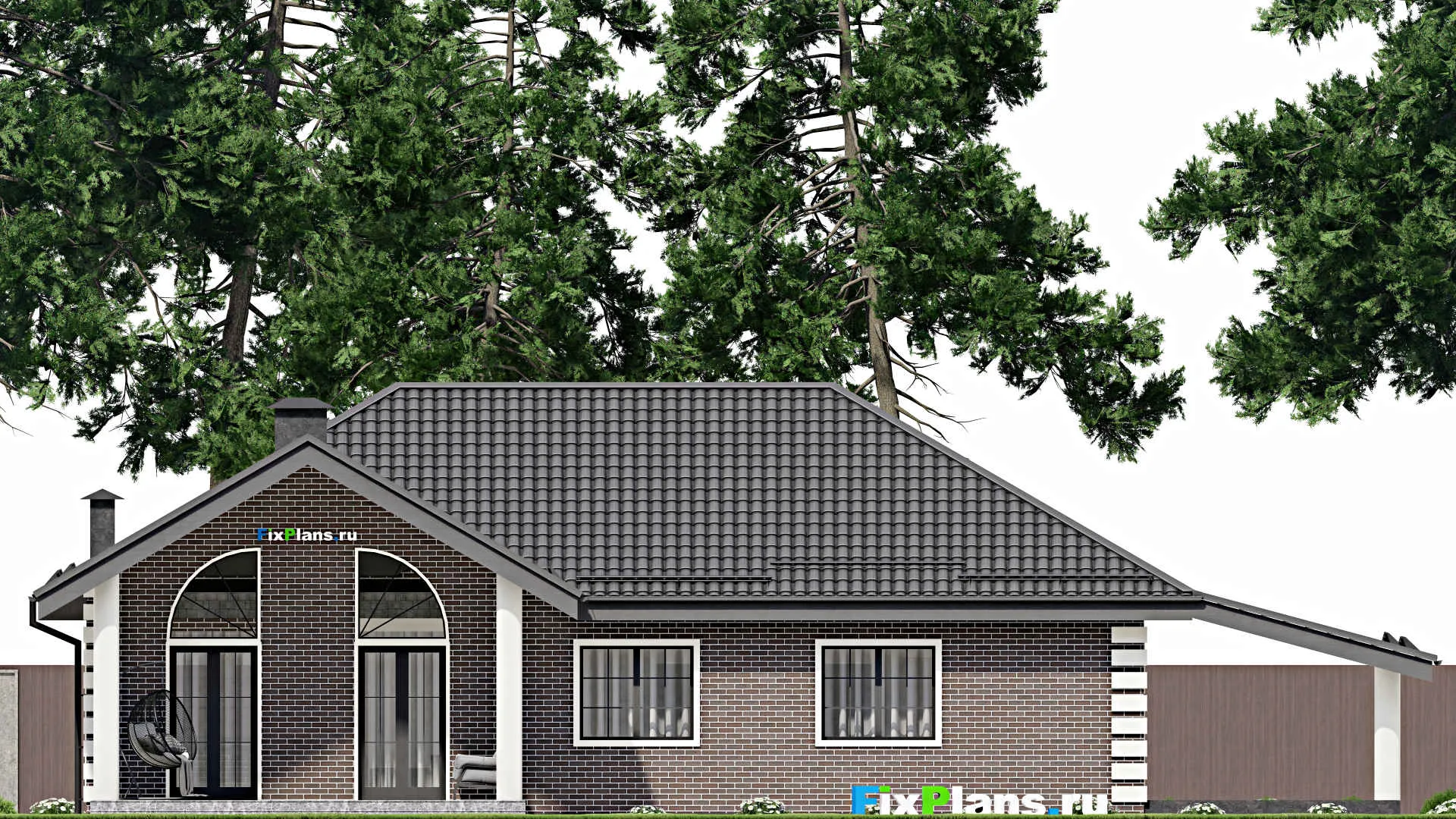 F-6389 - Проект одноэтажного дома 10 на 17, площадью 190 м² с террасой и 3 спальнями