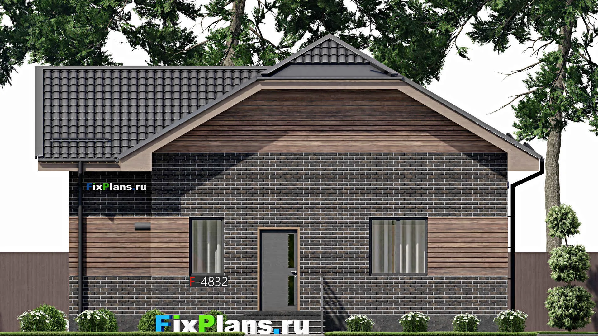 F-4832 - Проект одноэтажного дома 11 на 12, площадью 90 м² с 2 спальнями