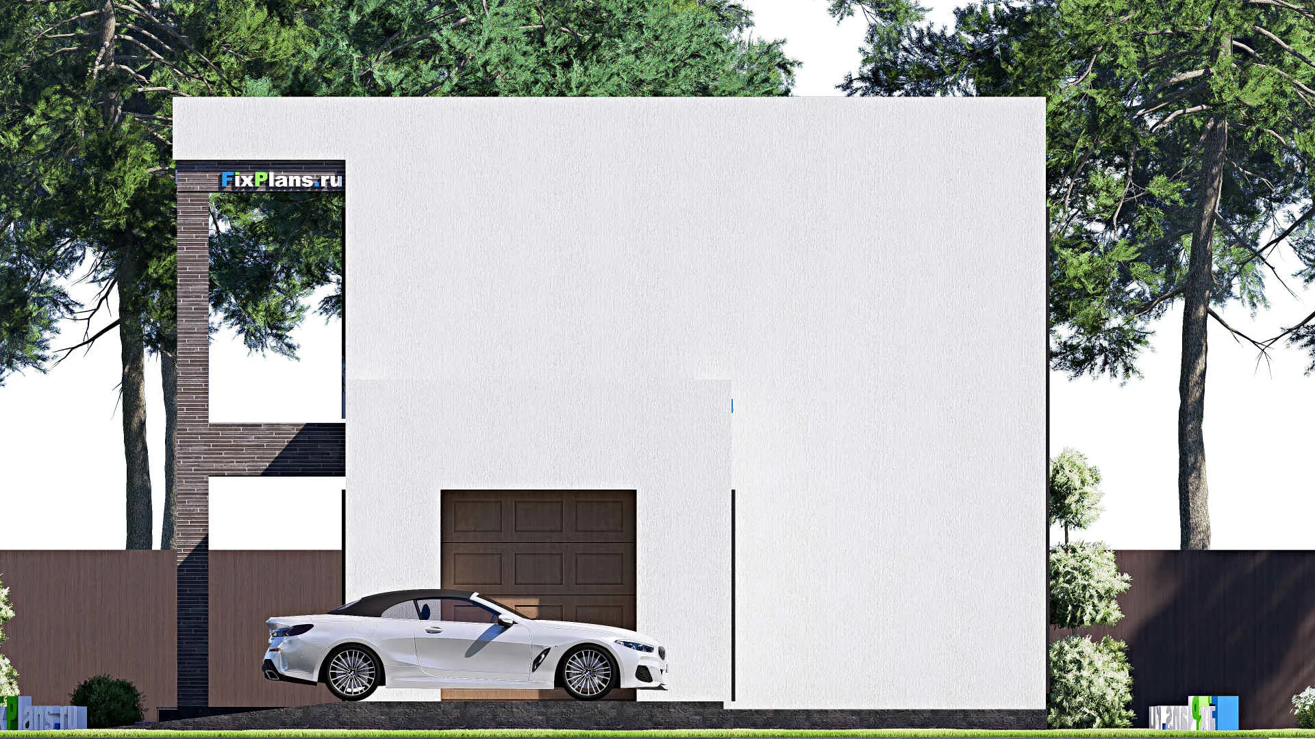 F-19583 - Проект двухэтажного дома 12 на 21, площадью 280 м² с террасой, балконом, гаражом на 1 машину и 5 спальнями