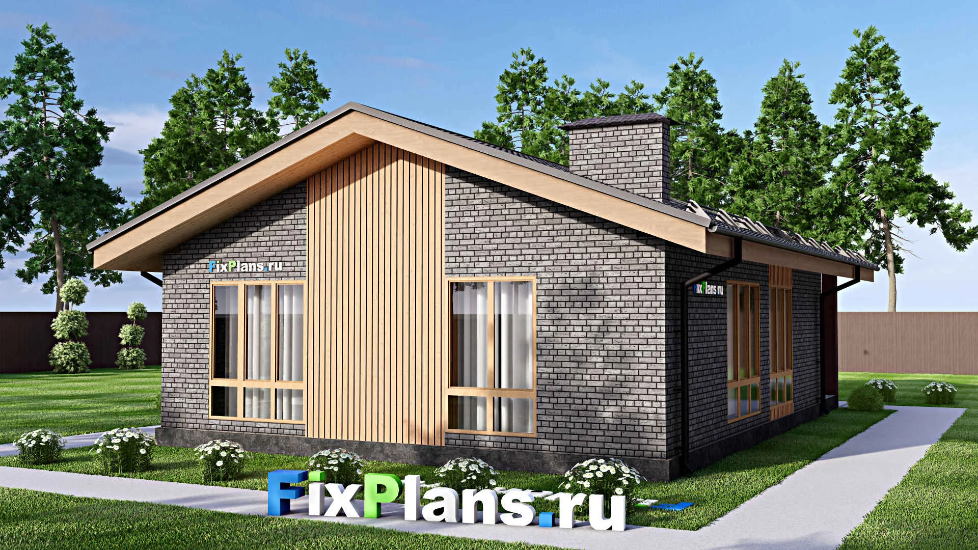 F-13715 - Проект одноэтажного дома 9 на 14, площадью 100 м² с 3 спальнями