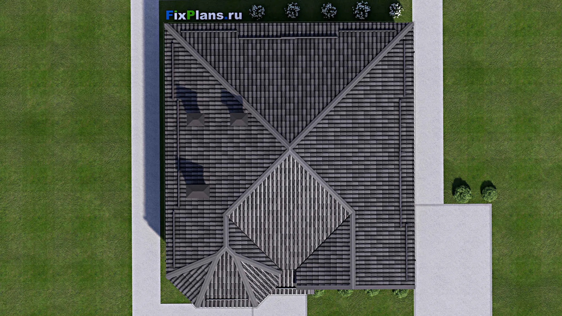 F-12896 - План одноэтажного дома 12 на 14, площадью 120 м² с 3 спальнями