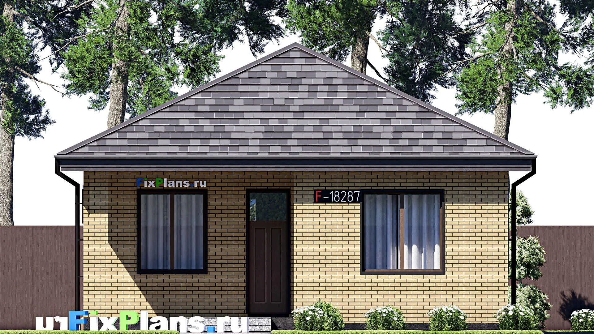 F-18287 - План одноэтажного дома 10 на 13, площадью 90 м² с 2 спальнями