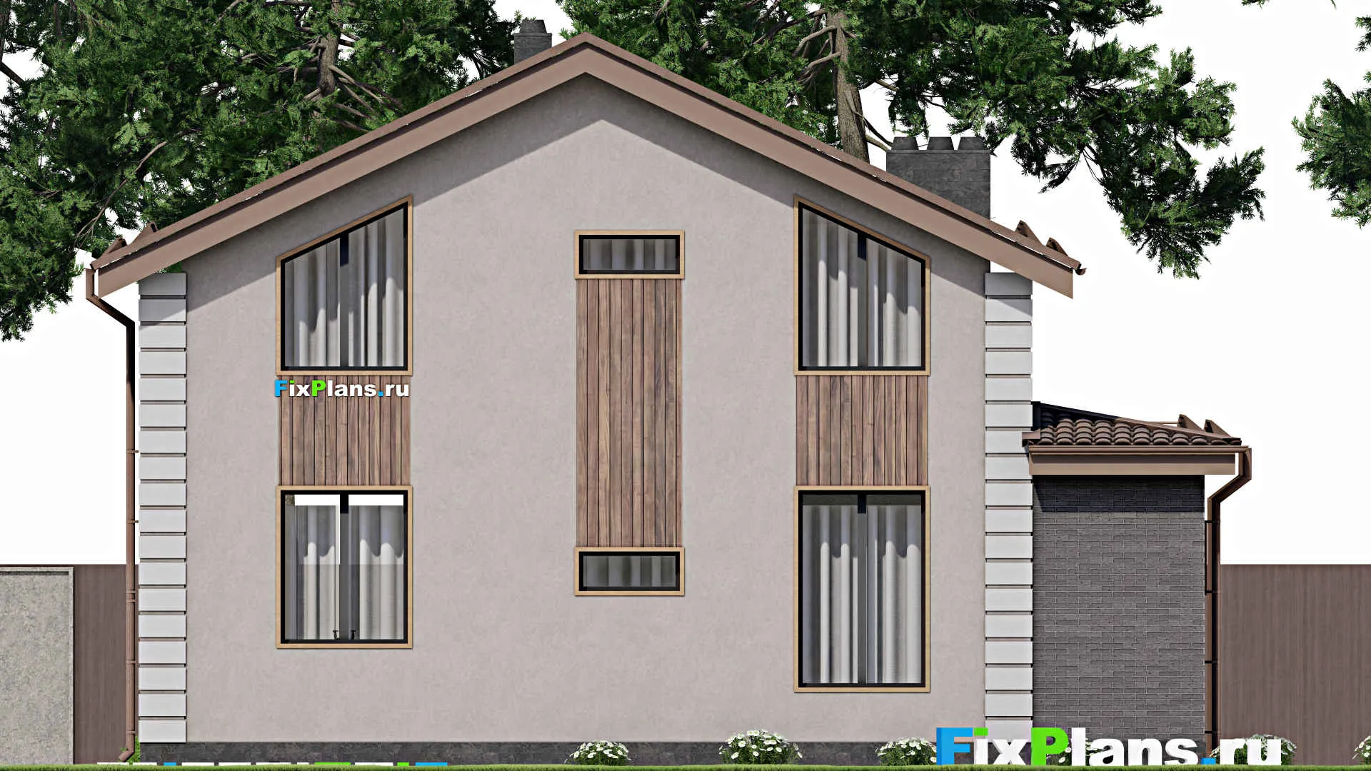 F-8225 - Проект дома с мансардой 9 на 13, площадью 160 м² с террасой и 3 спальнями