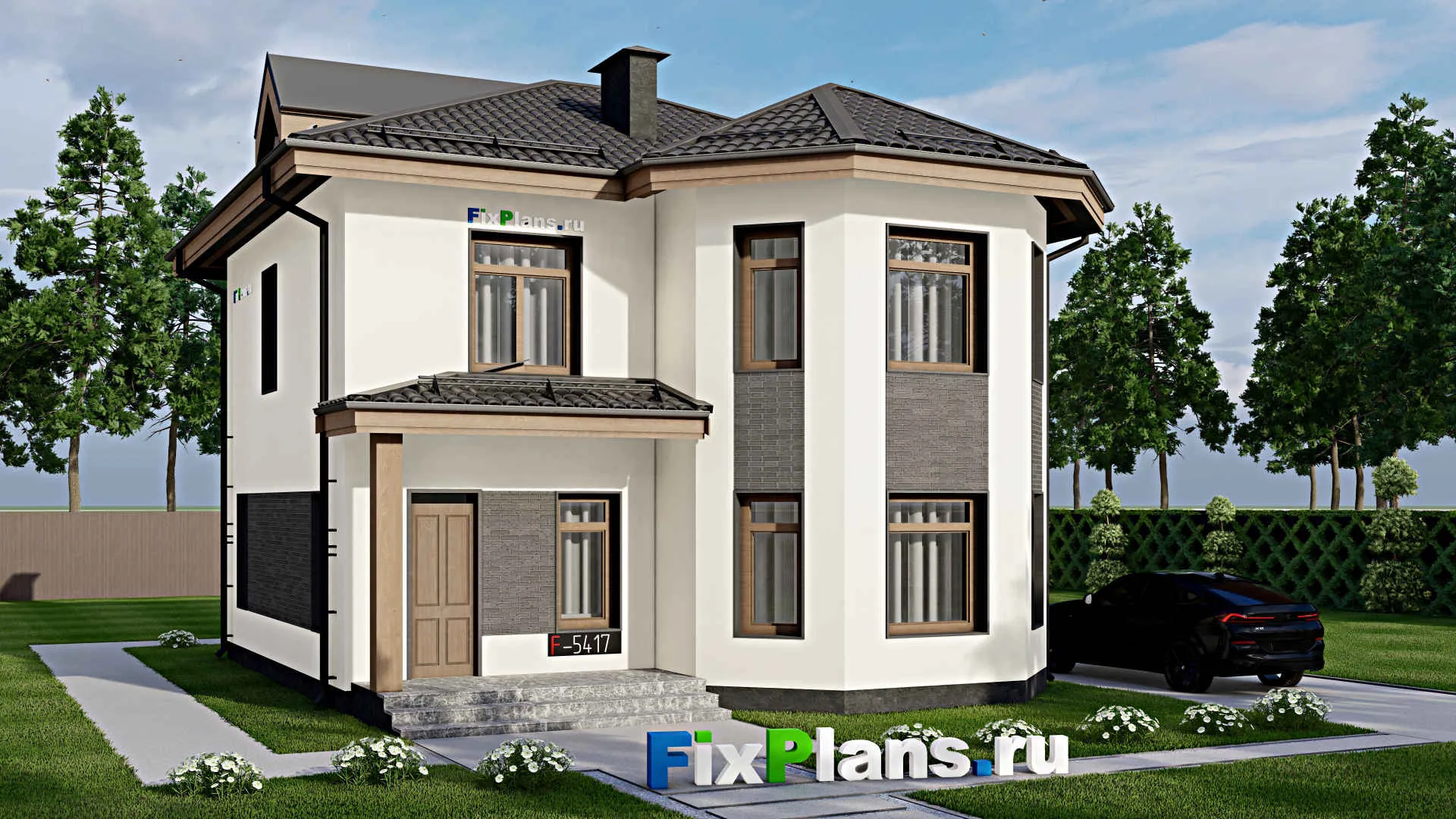 F-5417 - Проект двухэтажного дома 10 на 11, площадью 140 м² с 3 спальнями