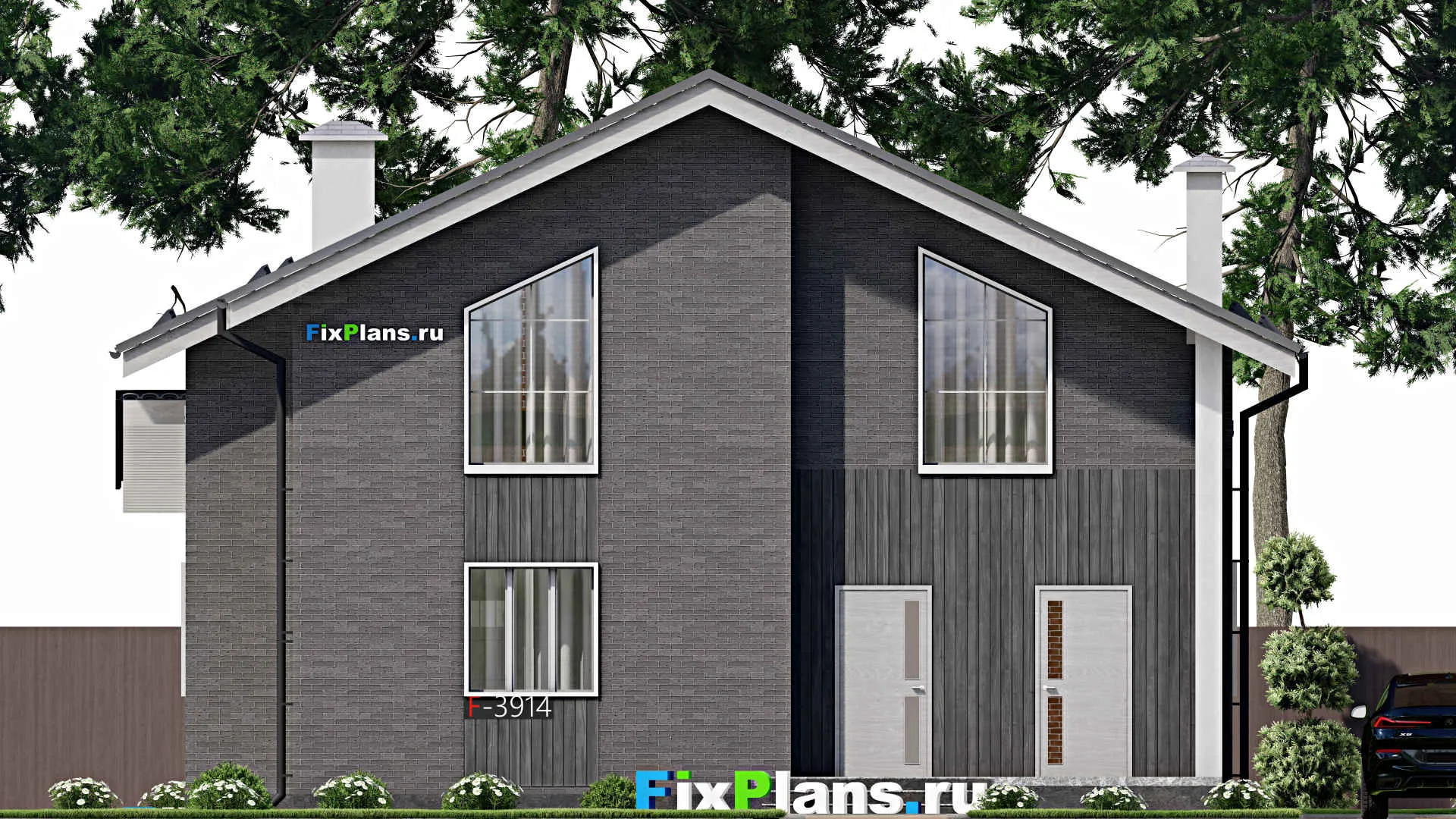 F-3914 - Планы дома с мансардой 10 на 12, площадью 170 м² с террасой и 4 спальнями