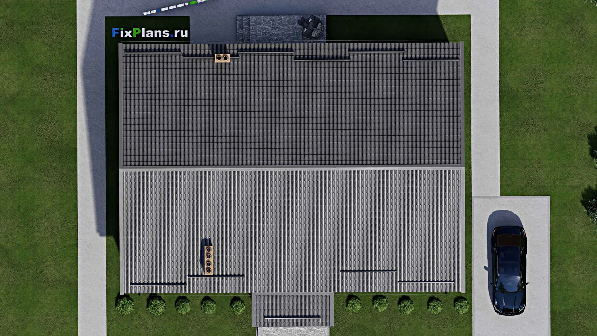 F-3113 - Проект одноэтажного дома 13 на 18, площадью 190 м² с террасой и 4 спальнями