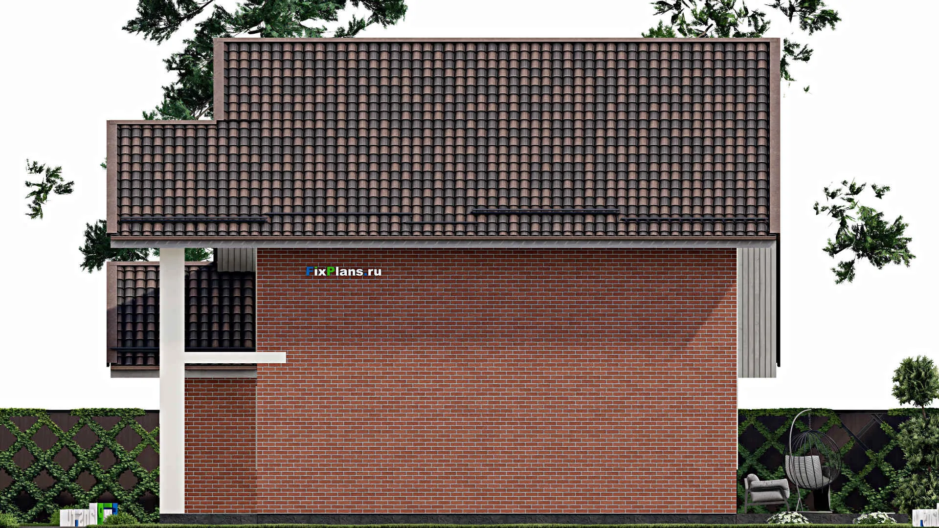 F-0260i - Проект дома с мансардой 12 на 17, площадью 280 м² с террасой, балконом, гаражом на 1 машину и 4 спальнями