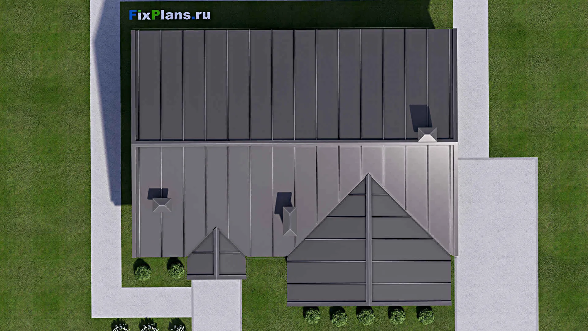 F-14561 - Проект одноэтажного дома 13 на 15, площадью 140 м² с террасой и 3 спальнями