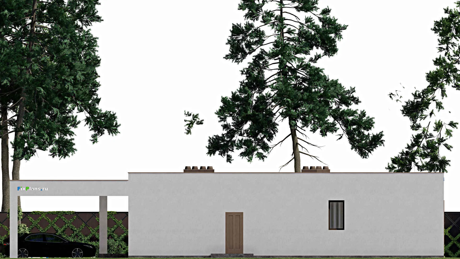 F-2663 - Проект одноэтажного дома 13 на 16, площадью 210 м² с террасой и 3 спальнями
