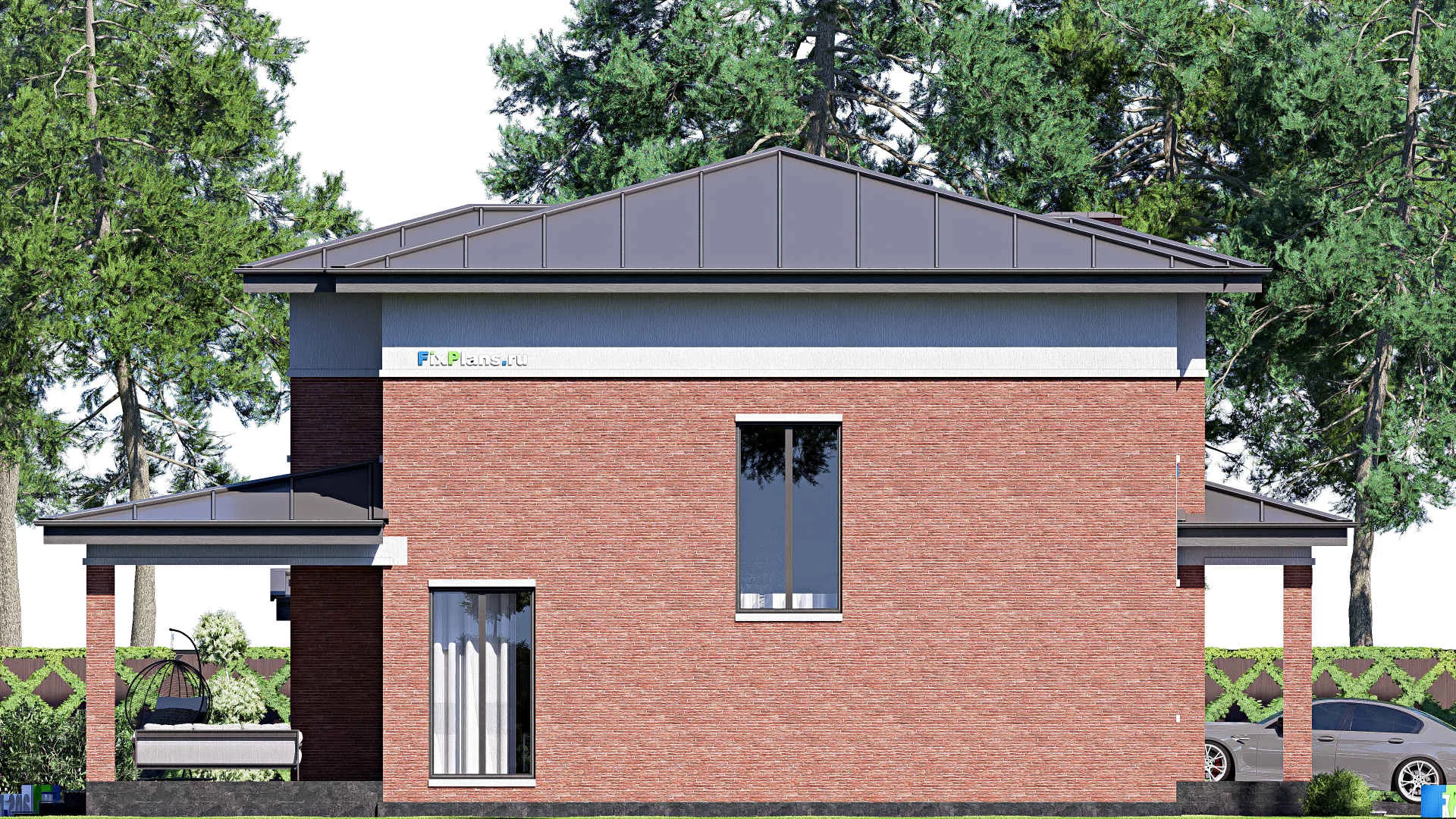 F-19178 - Проект двухэтажного дома 18 на 21, площадью 320 м² с гаражом на 2 машины и 4 спальнями