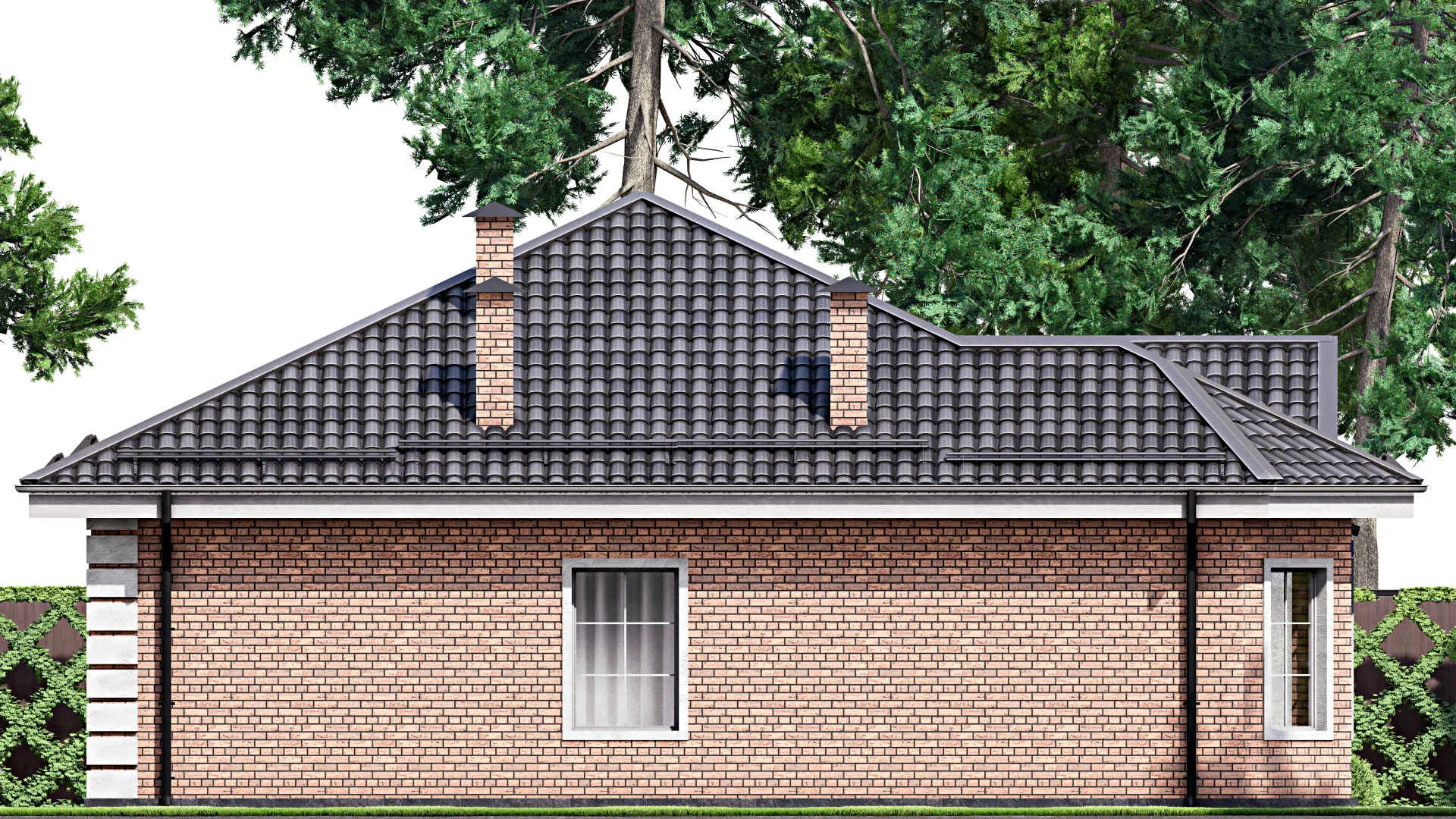 F-12896 - План одноэтажного дома 12 на 14, площадью 120 м² с 3 спальнями