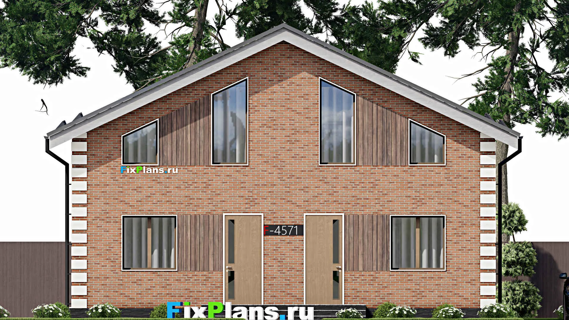 F-4571 - Проект дома с мансардой 12 на 13, площадью 240 м² с террасой и 4 спальнями