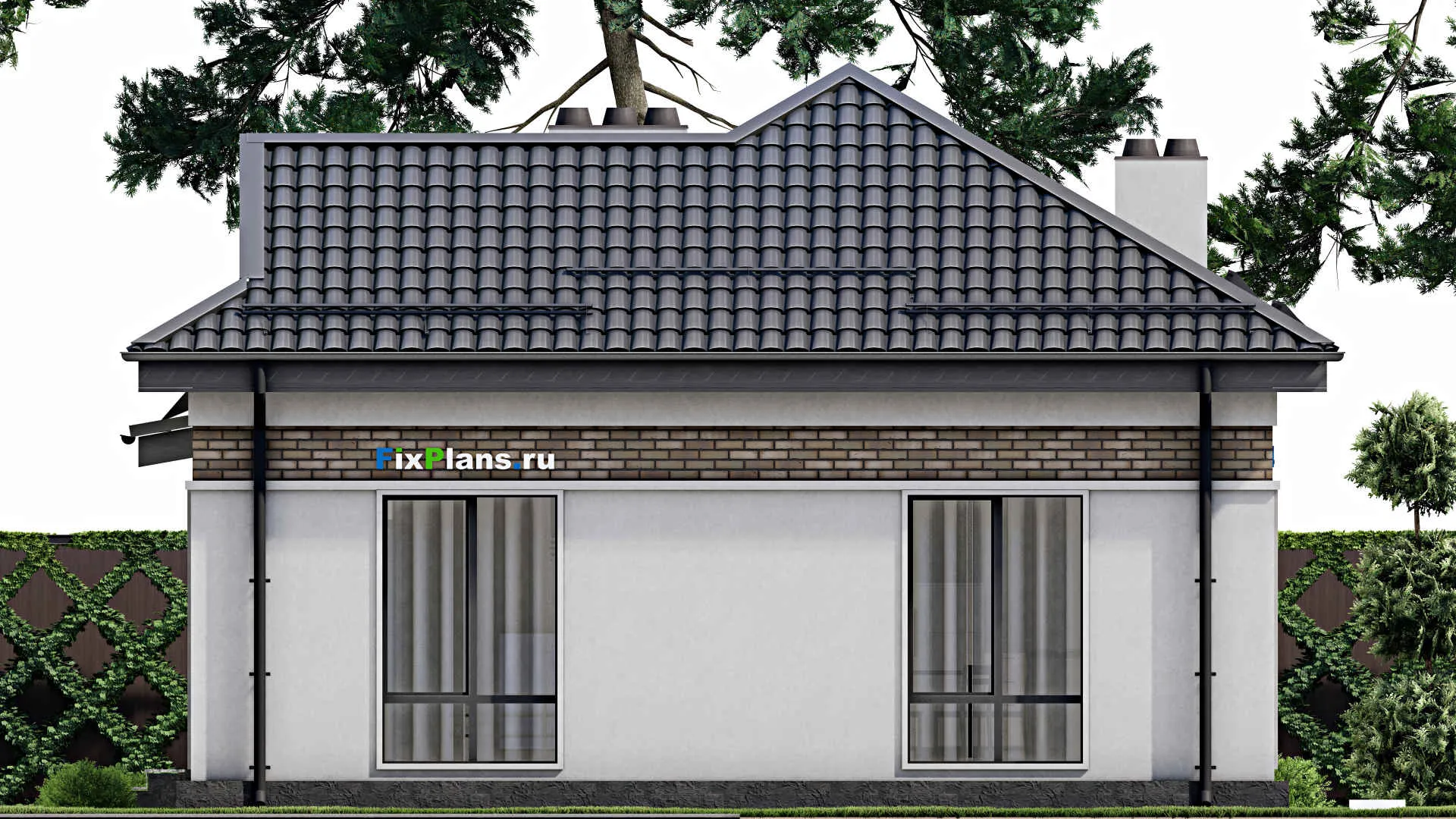 F-2636 - Проект одноэтажного дома 10 на 15, площадью 100 м² с 2 спальнями