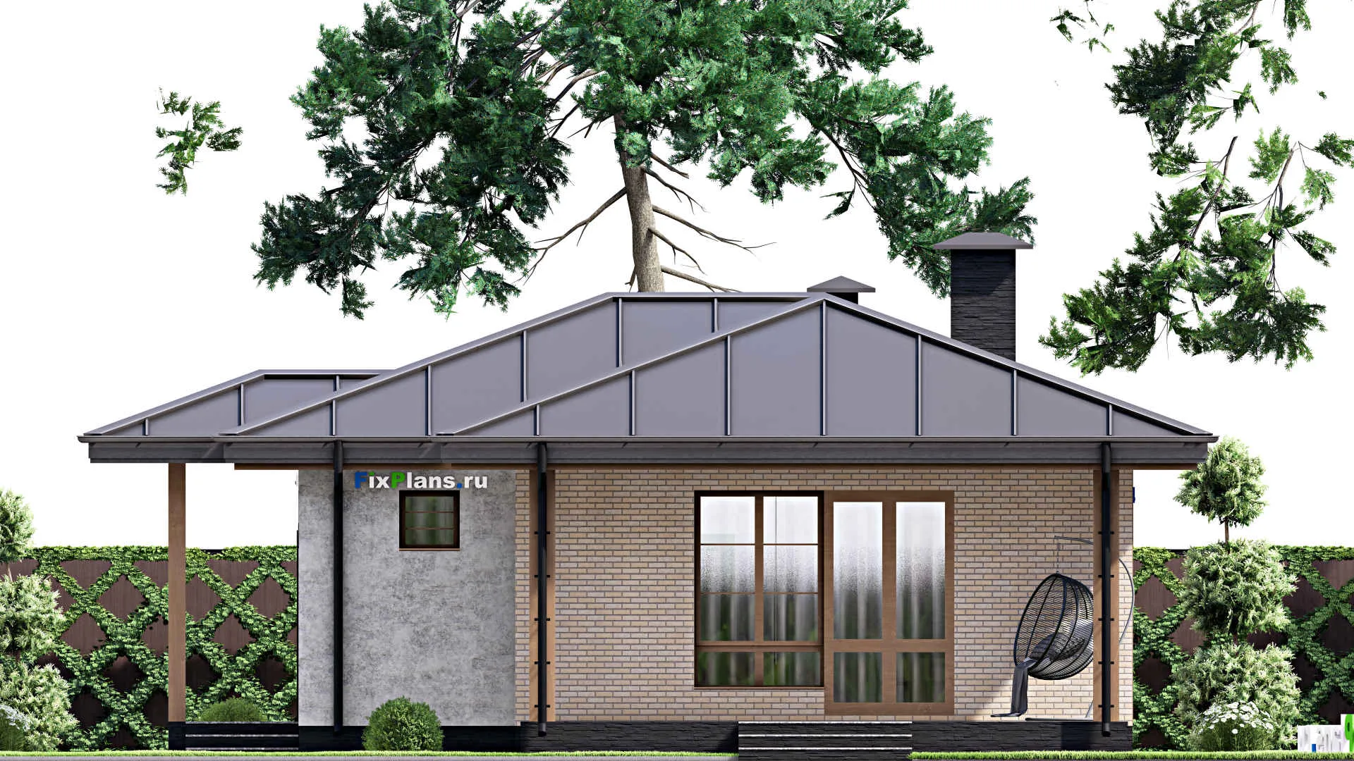 F-14912 - Проект бани 12 на 12, площадью 90 м² с терассой, санузлом и спальней