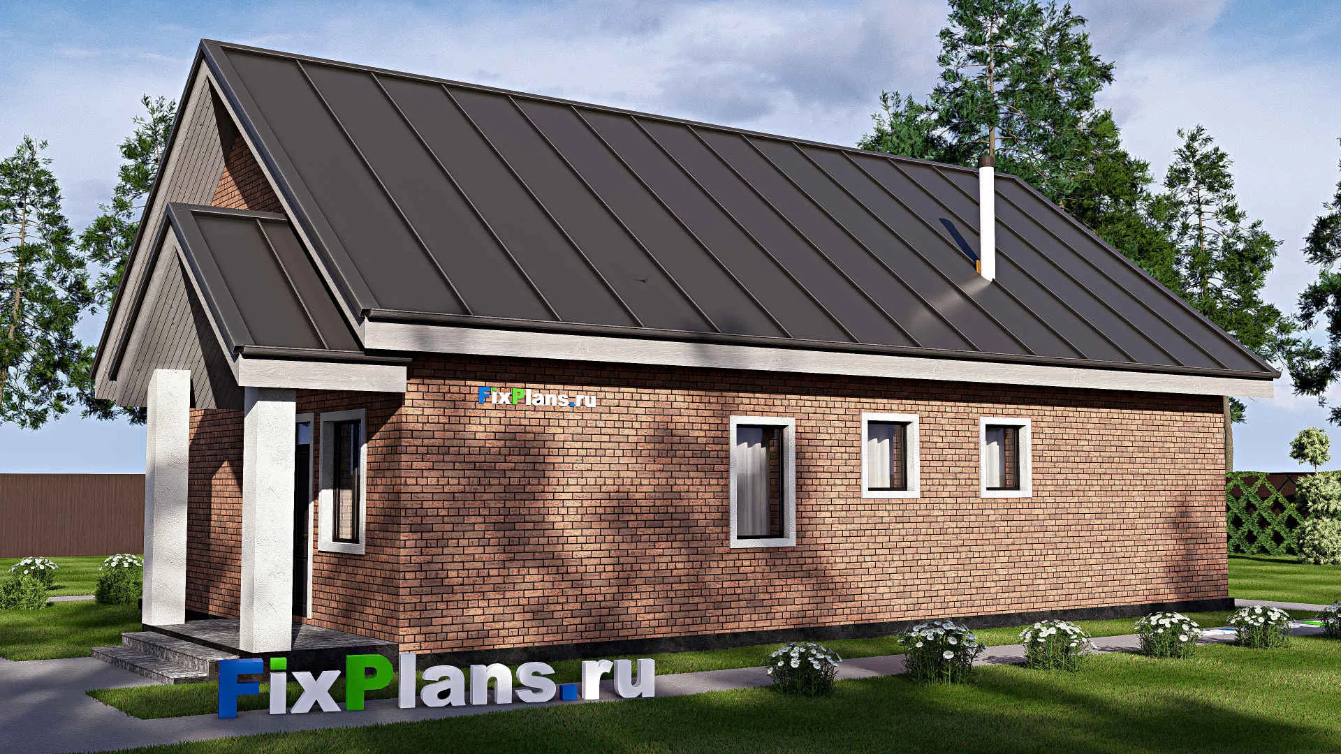 F-18476 - Проект дома с мансардой 13 на 17, площадью 200 м² с террасой и 3 спальнями