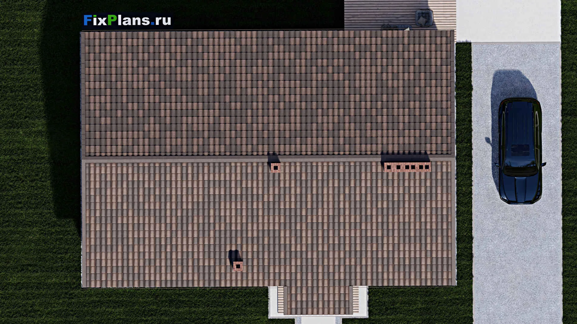 F-0449 - Проект одноэтажного дома 14 на 17, площадью 160 м² с террасой и 3 спальнями