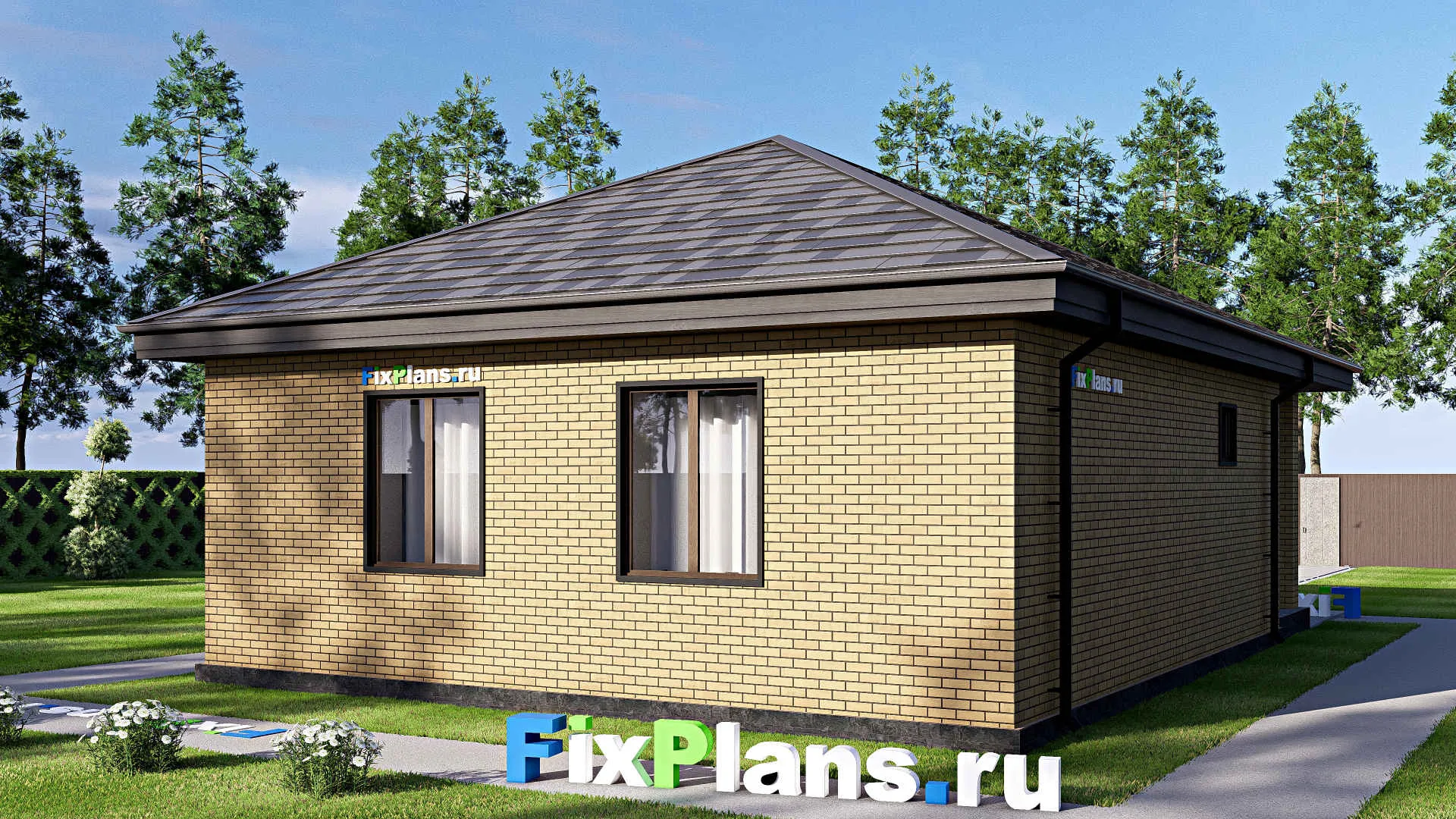 F-18287 - План одноэтажного дома 10 на 13, площадью 90 м² с 2 спальнями