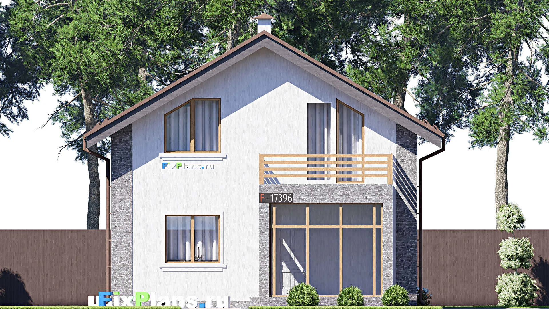 F-17396 - Проект дома с мансардой 10 на 12, площадью 130 м² с балконом и 4 спальнями