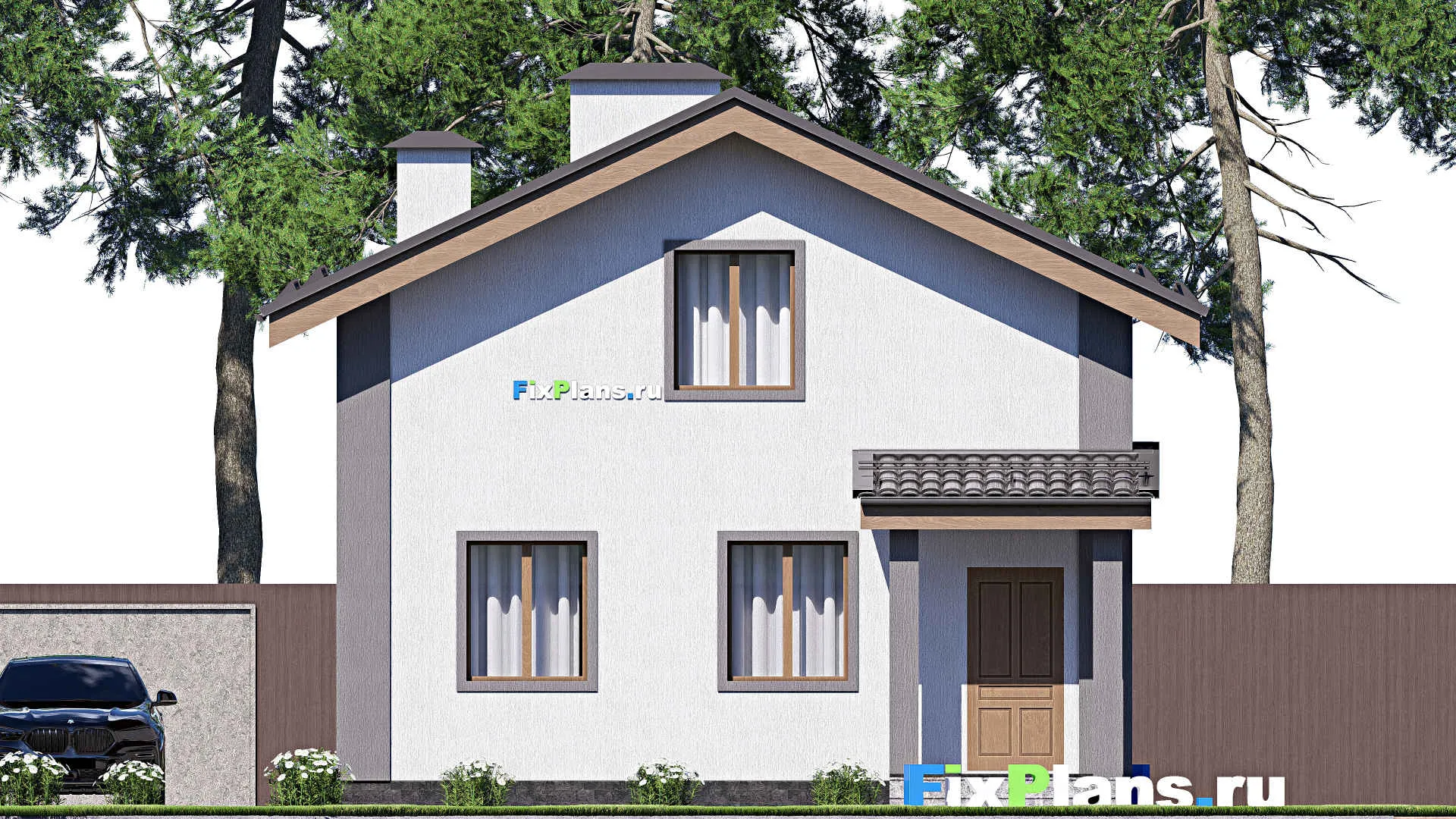 F-17810 - Проект дома с мансардой 9 на 13, площадью 130 м² с террасой и 4 спальнями