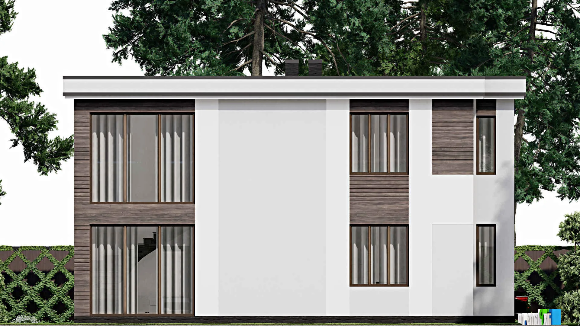 F-10547 - Планы двухэтажного дома 11 на 14, площадью 200 м² с баней и 4 спальнями