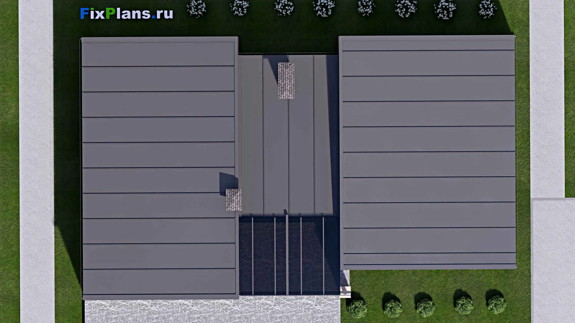 F-13544 - Проект одноэтажного дома 14 на 19, площадью 190 м² с террасой и 2 спальнями