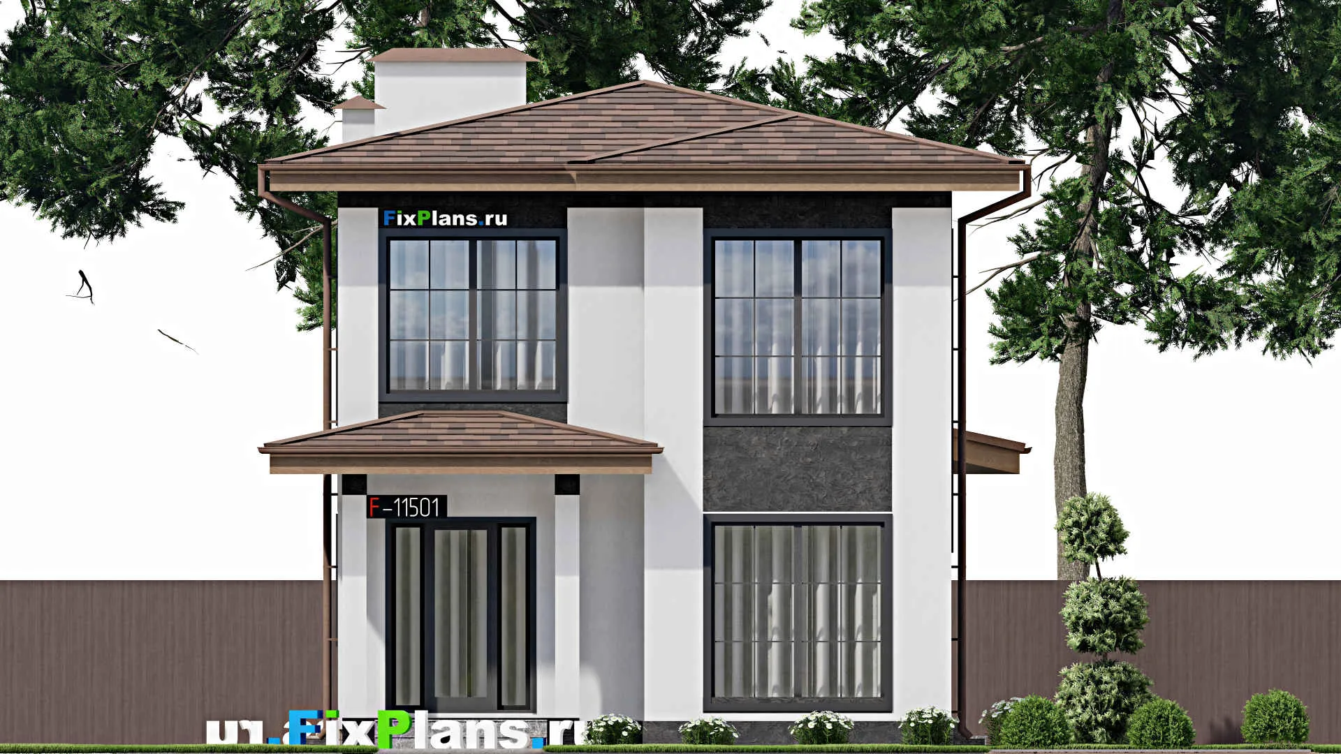 F-11501 - Проект двухэтажного дома 8 на 15, площадью 150 м² с террасой и 4 спальнями