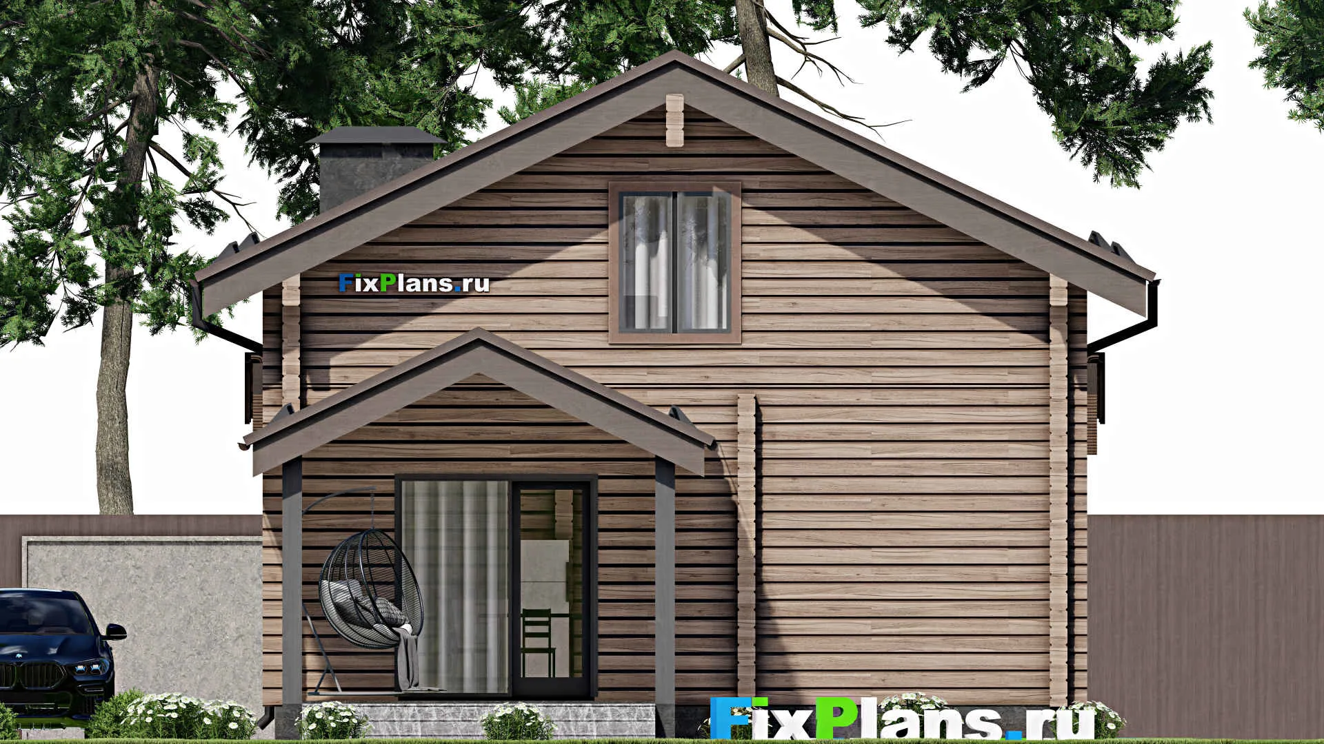 F-7640 - Проект дома с мансардой 9 на 11, площадью 150 м² с террасой и 2 спальнями